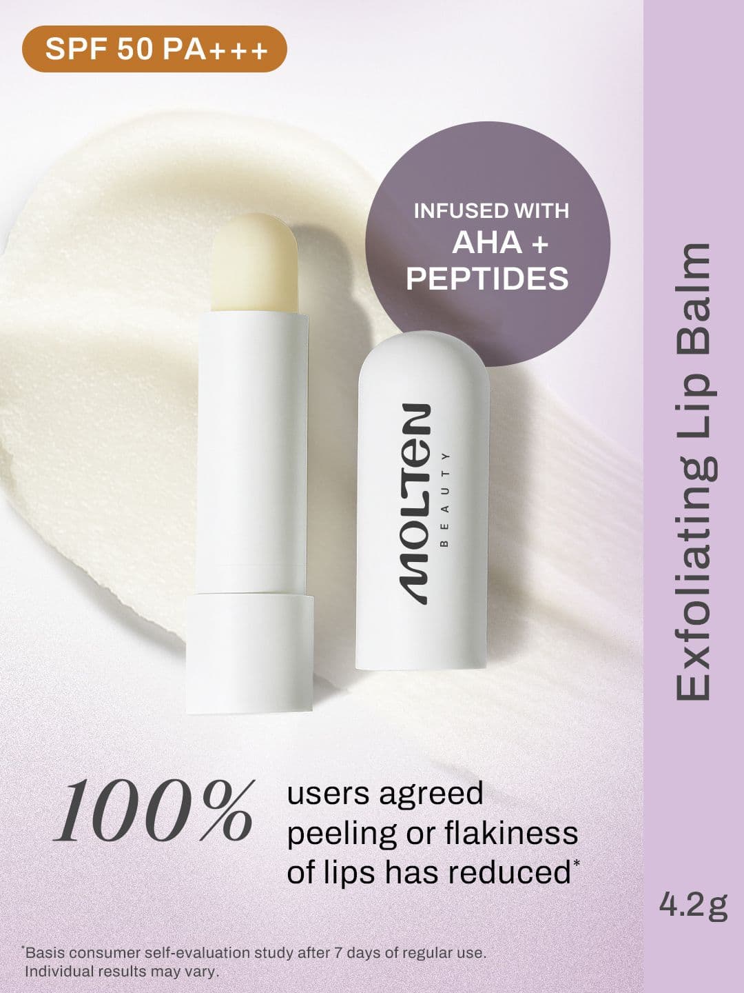 Molten Beauty Buff Glow Lip Balm SPF 50 PA+++ With AHA + Peptides - Vanilla Dew 01