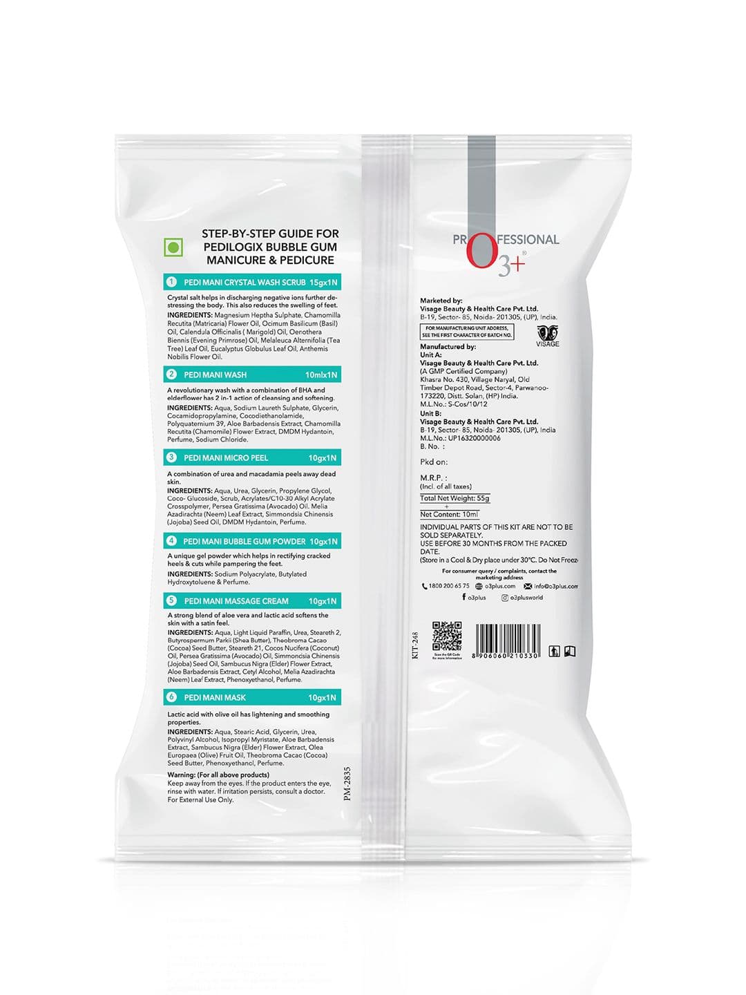 O3+ Pedilogix Bubblegum Manicure Pedicure Kit - 55 g + 10 ml