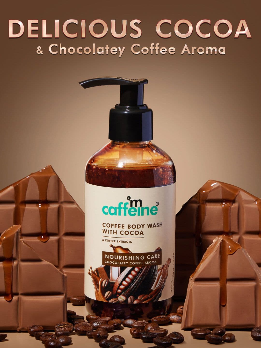 MCaffeine Coffee & Cocoa Body Wash For Detan & Deep Cleansing Chocolatey Aroma - 200ml