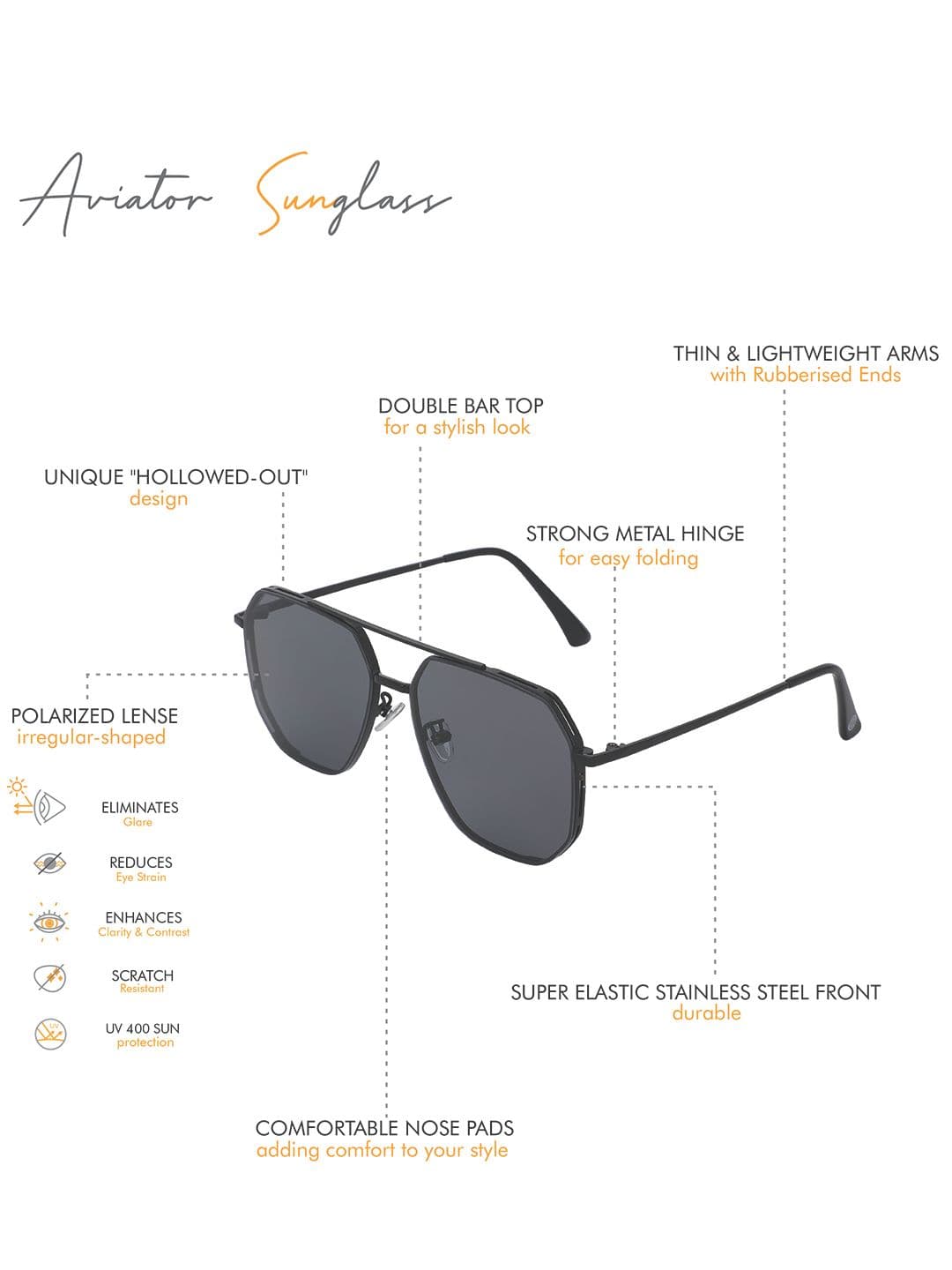 Carlton London Premium Men Polarised & UV Protected Lens Rectangle Sunglasses - CLSM134