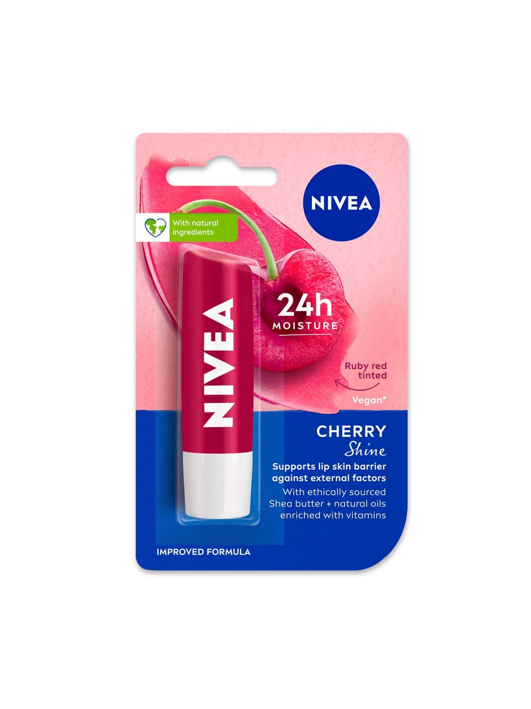 Nivea Cherry Shine Long Lasting Moisturisation Caring Lip Balm 4.8 g