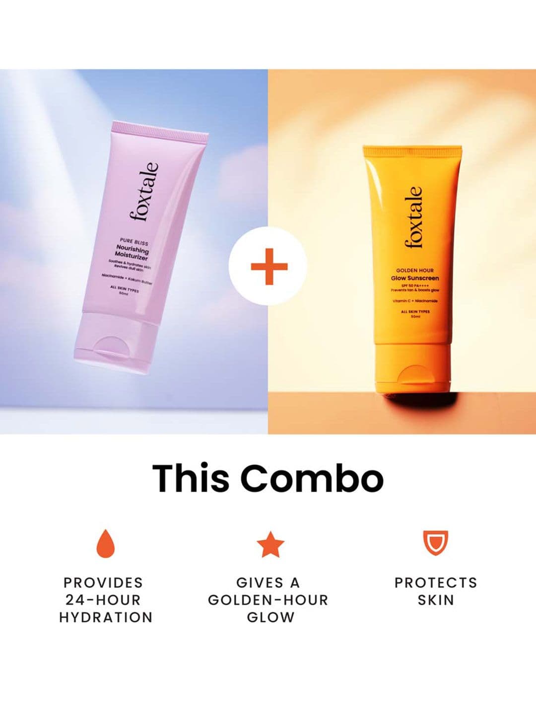 FoxTale Set Of 2 Daily Moisturiser and SPF 50+PA+++ Sunscreen - 100 ml