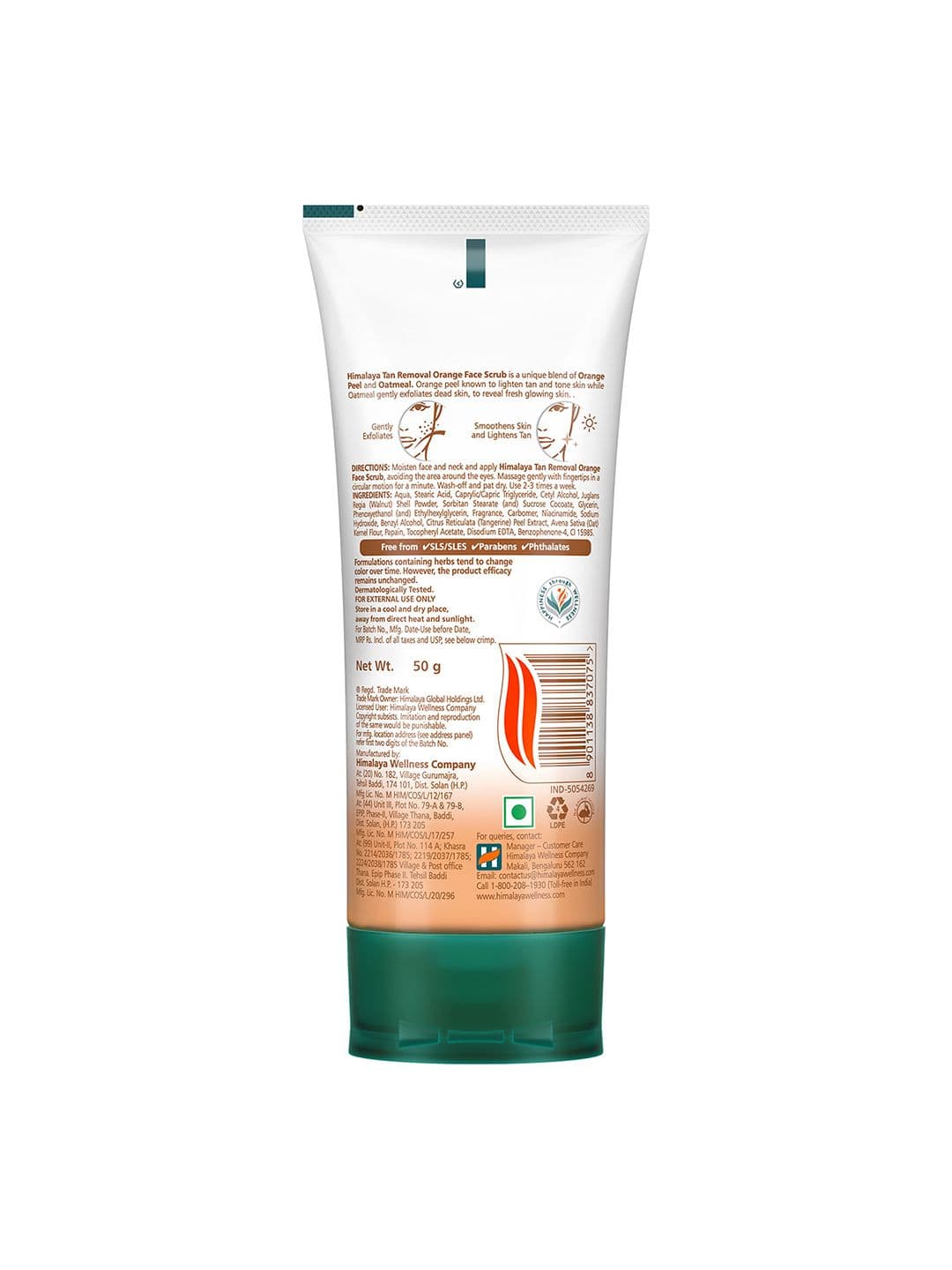 Himalaya Tan Removal Orange Face Scrub with Oatmeal for Glowing Skin - 50g