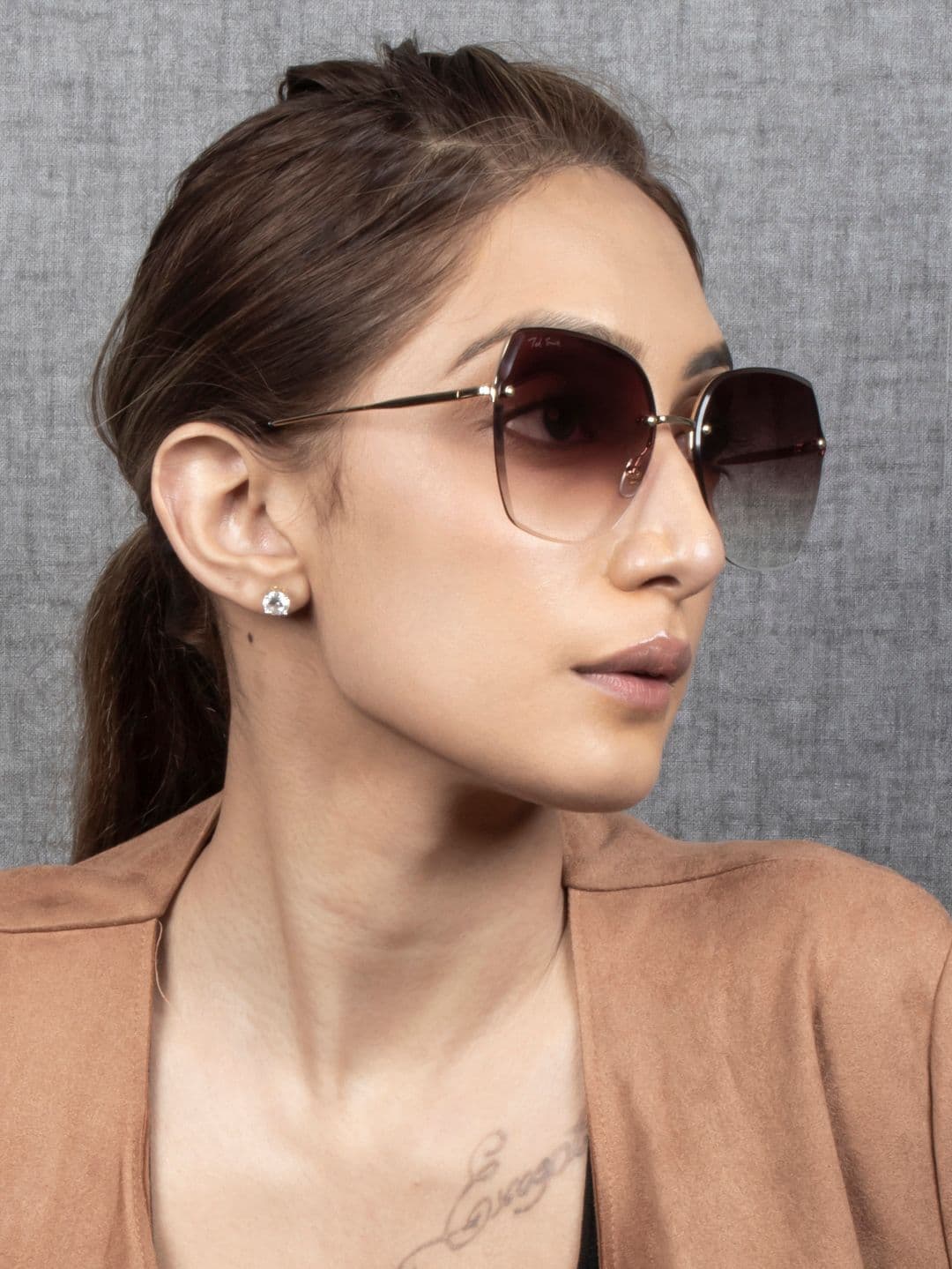 Ted Smith Women Square Sunglasses With UV Protected Lens