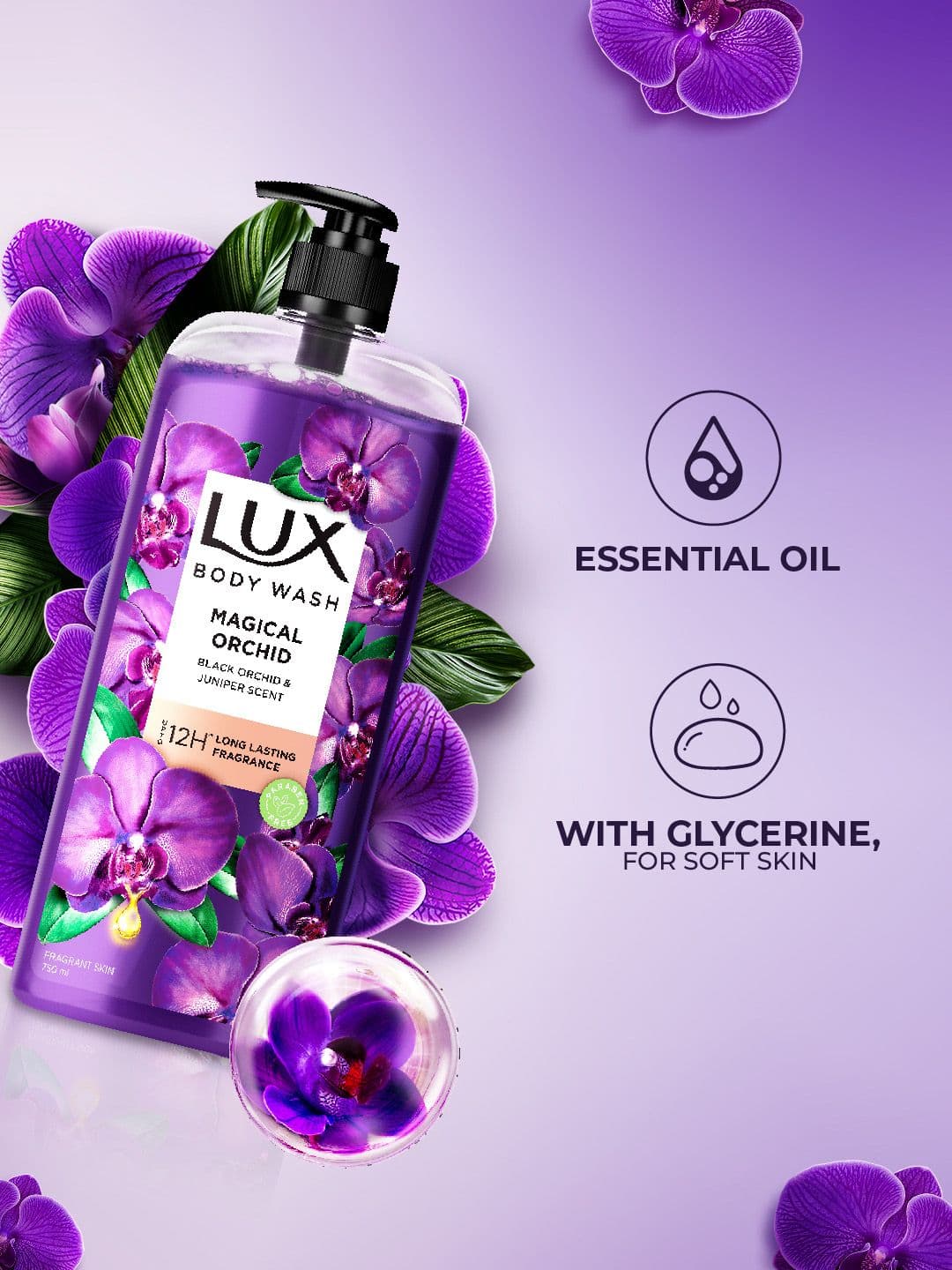 LUX Magical Orchid Bodywash with Black Orchid & Juniper Oil - 750 ml