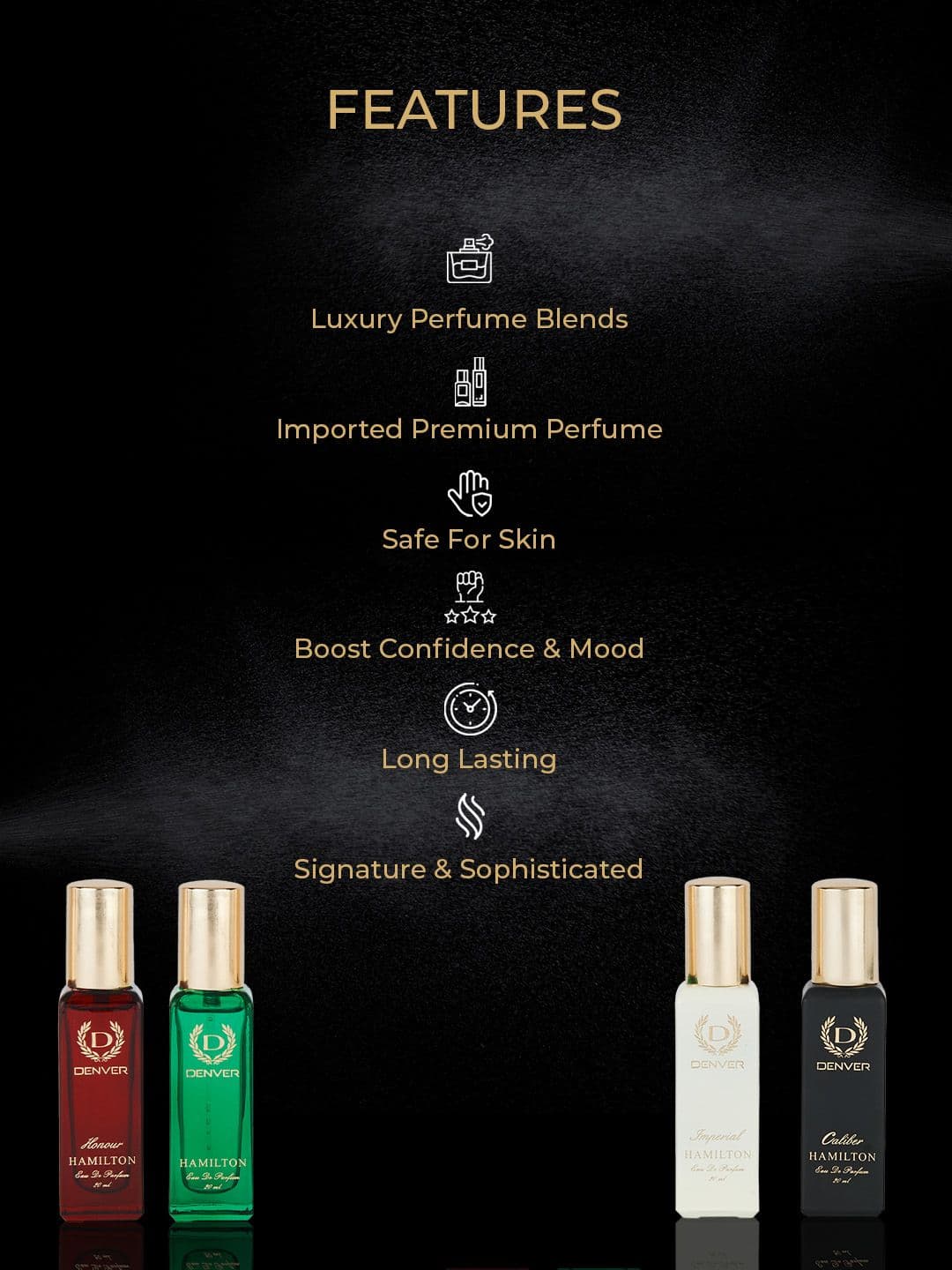 Denver Men Set of 4 Long Lasting Hamilton Eau De Parfum - 20 ml Each