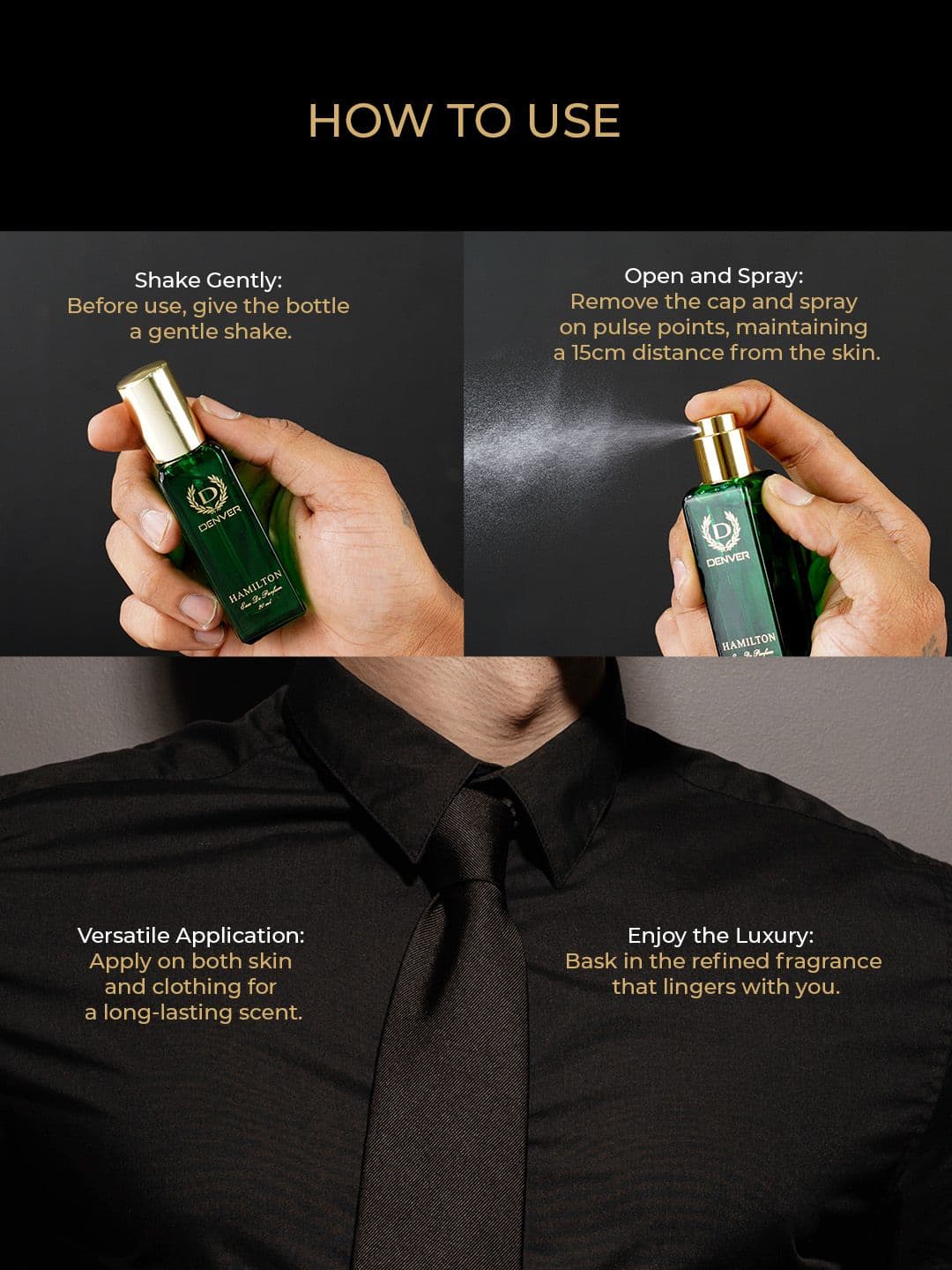 Denver Men Set of 4 Long Lasting Hamilton Eau De Parfum - 20 ml Each