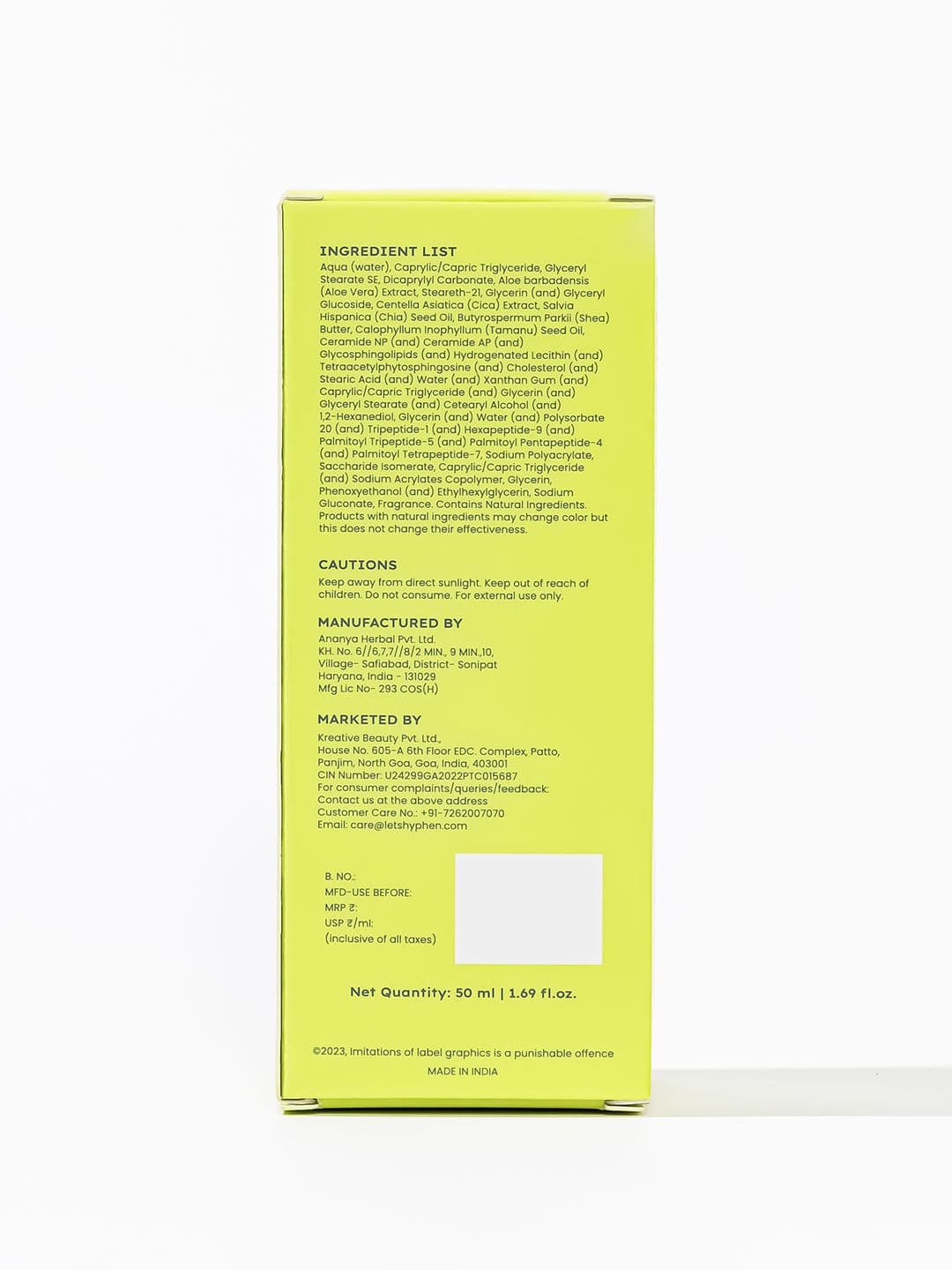 Hyphen 2% Ceramide-Peptide Complex Barrier Repair Moisturizer- Dry Skin -50ml