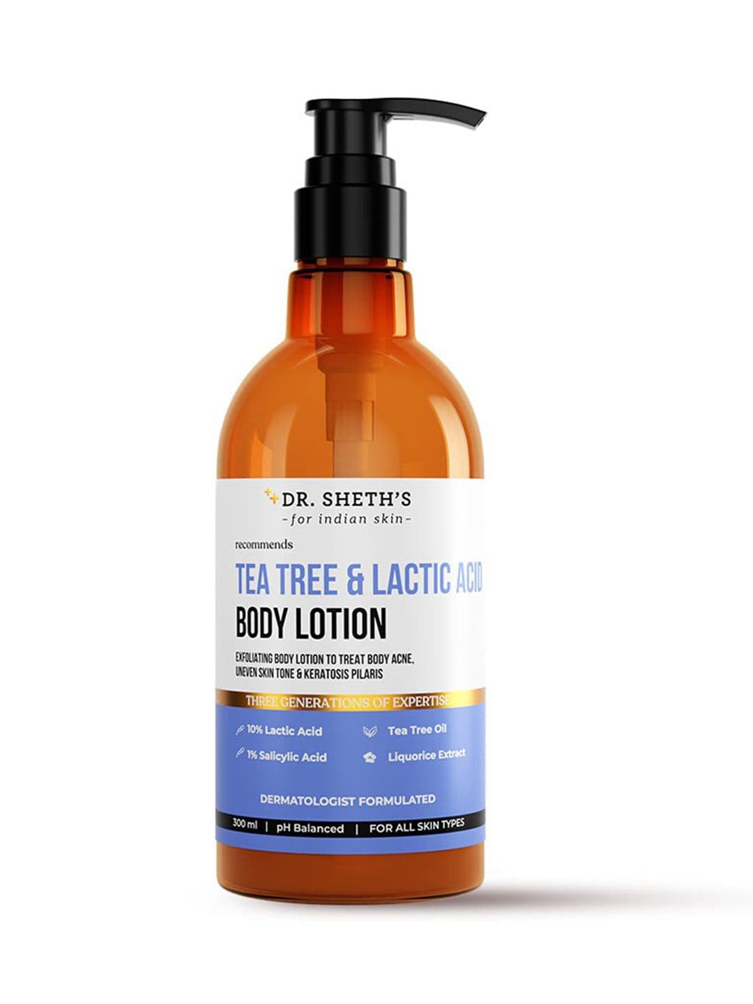 DR. SHETHS Tea Tree & Lactic Acid Body Lotion with Salicylic Acid & Liquorice - 300 ml