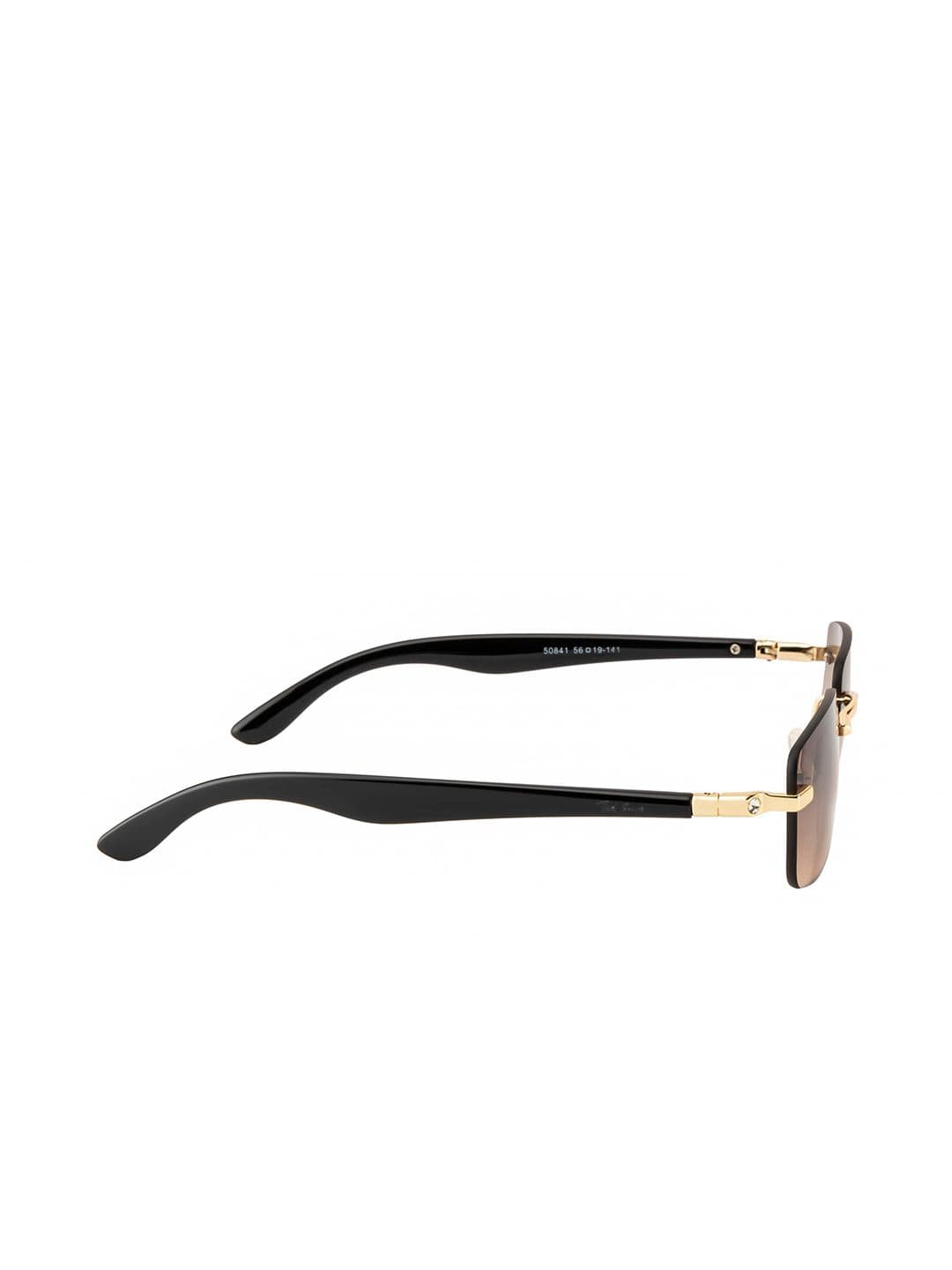 Ted Smith Unisex Brown-Pink UV Protected Lens Rimless Rectangle Sunglasses