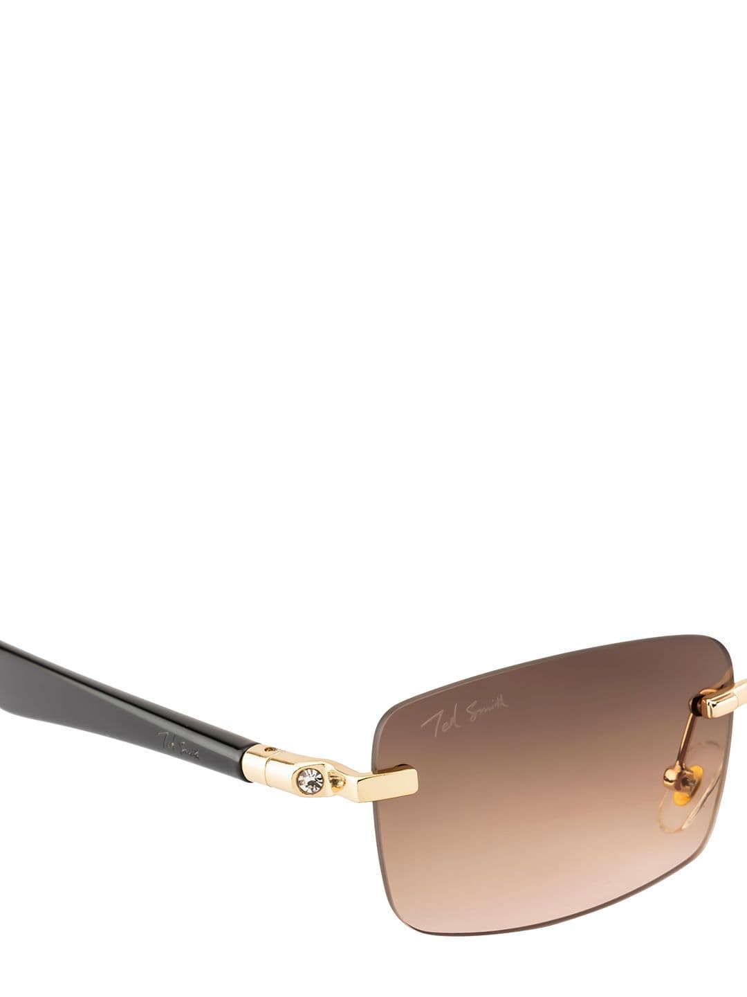 Ted Smith Unisex Brown-Pink UV Protected Lens Rimless Rectangle Sunglasses