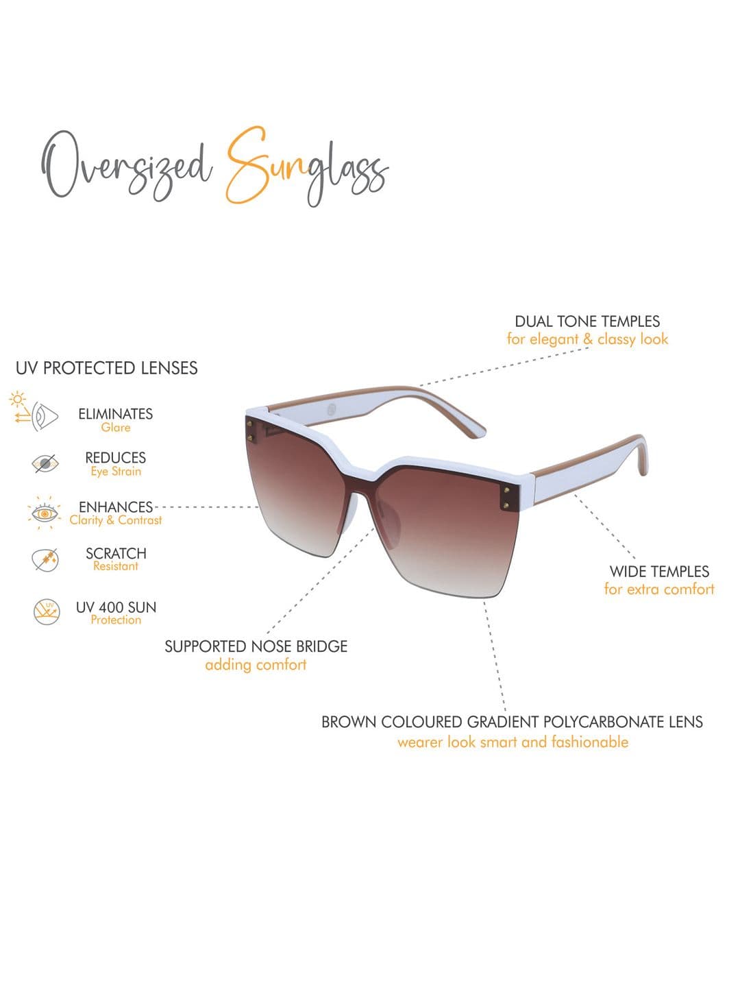 Carlton London Women Premium Oversized Sunglasses with UV Protected Lens CLSW303