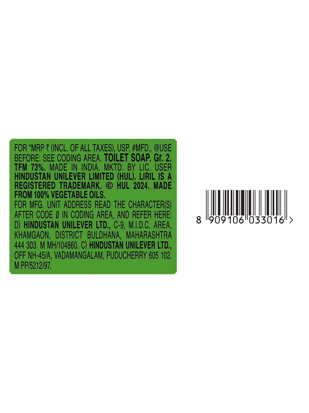 Liril Set of 6 Lime Bathing Bar to Feel the Citrus Burst of Freshness - 125 g each