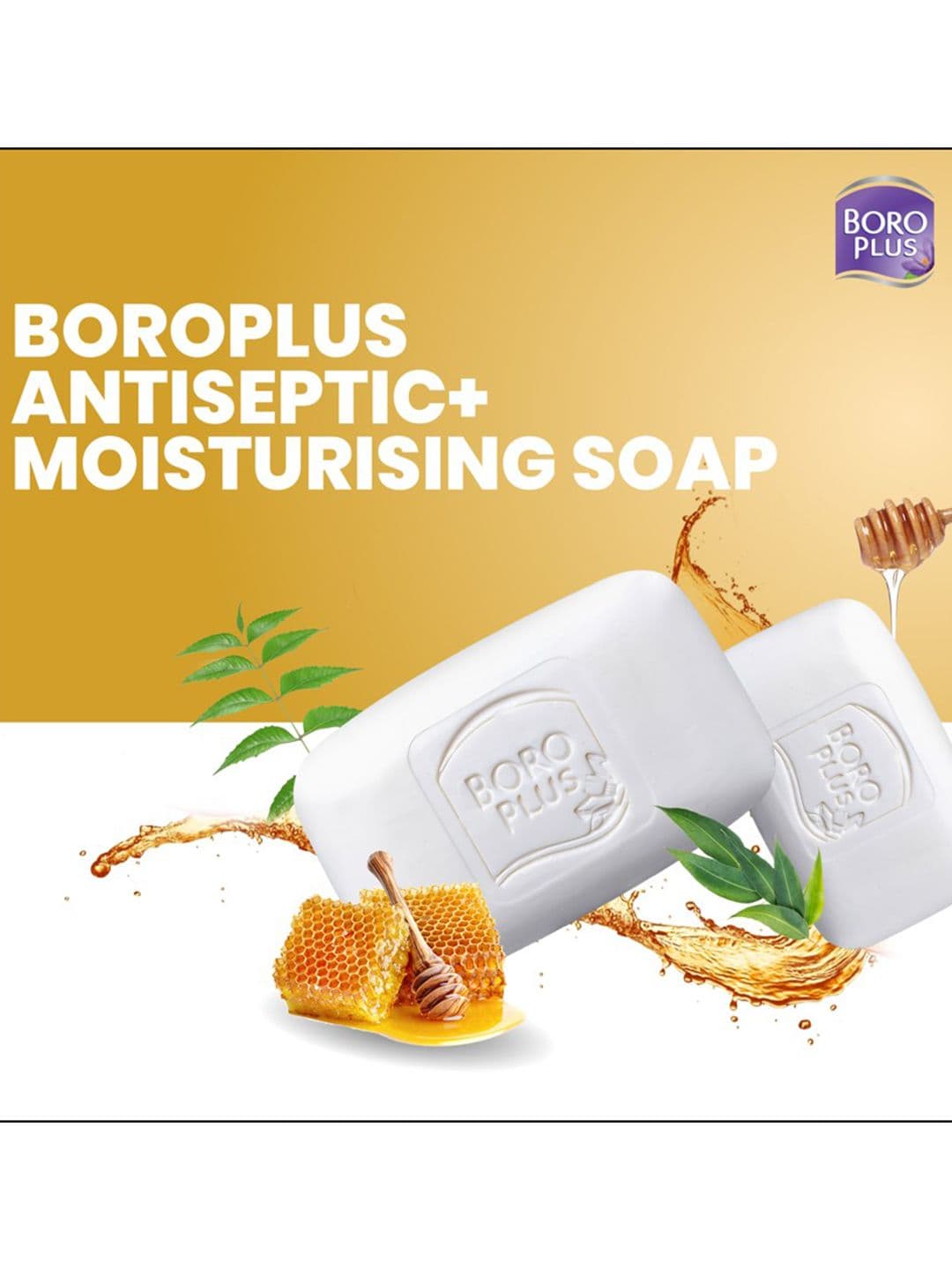 BOROPLUS Set of 8 Antiseptic Moisturising Soap With Neem, Eucalyptus & Honey - 125g Each