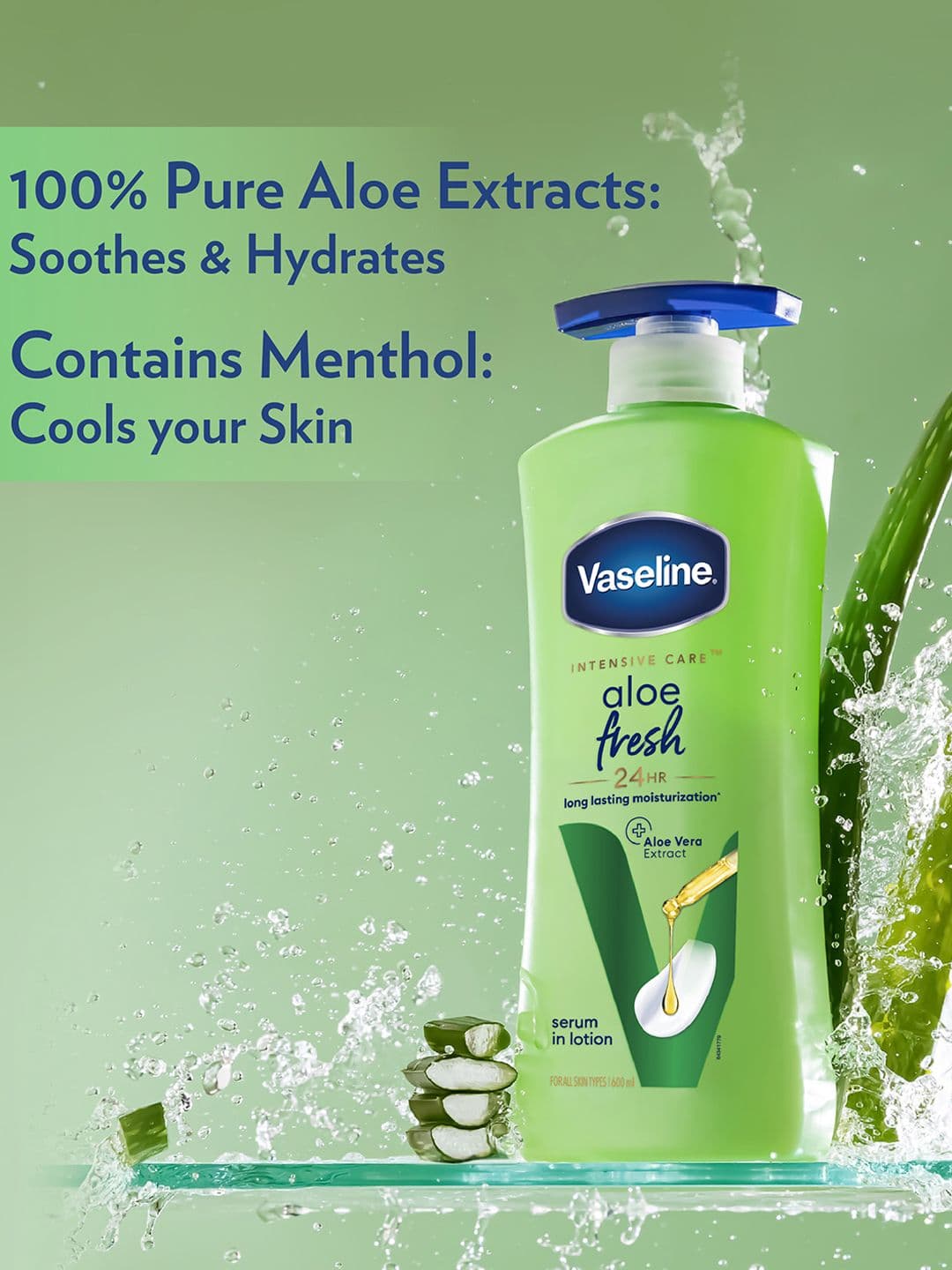 Vaseline Aloe Fresh 24 Hrs Long Lasting Body Lotion - 600 ml