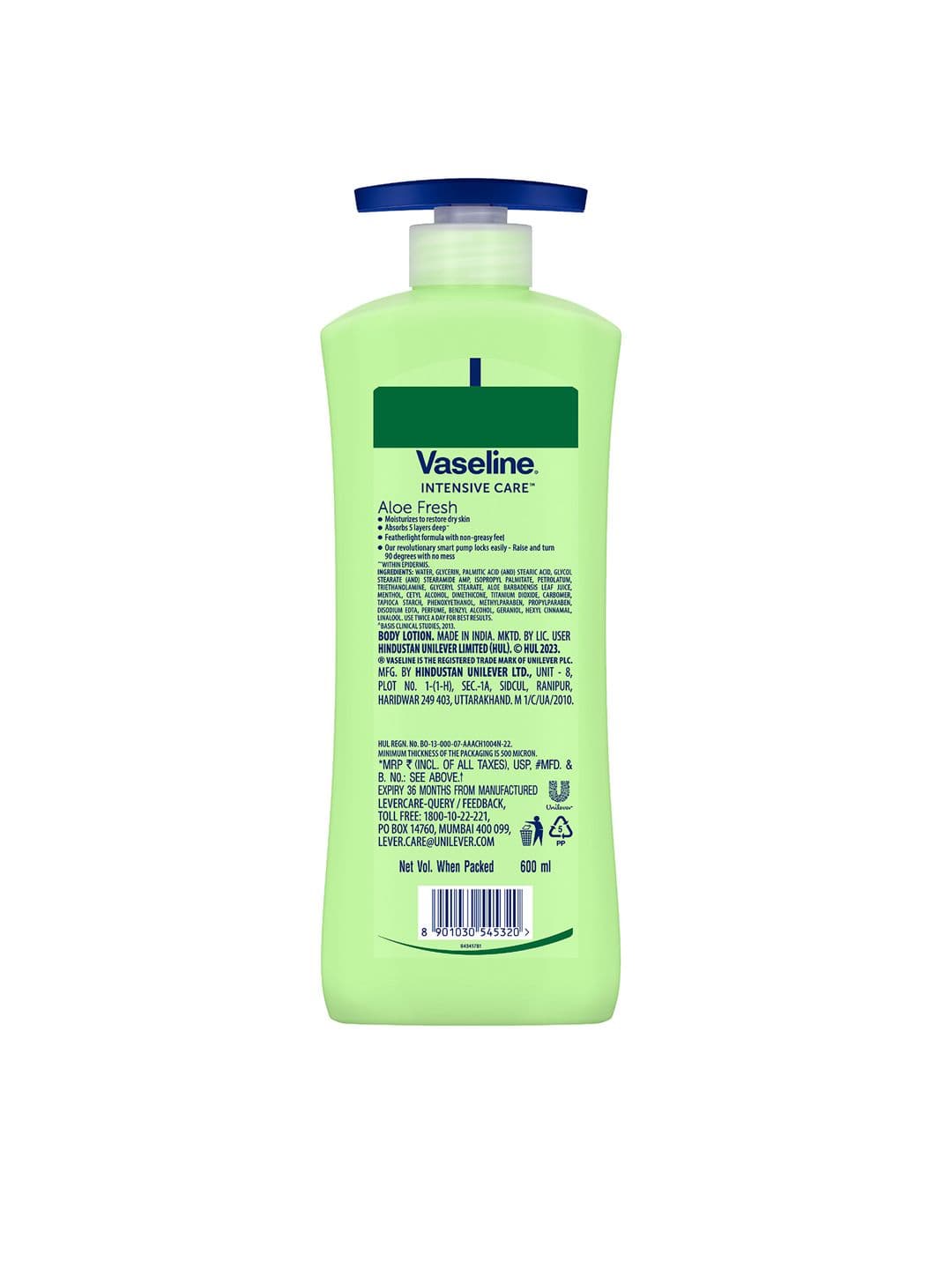 Vaseline Aloe Fresh 24 Hrs Long Lasting Body Lotion - 600 ml