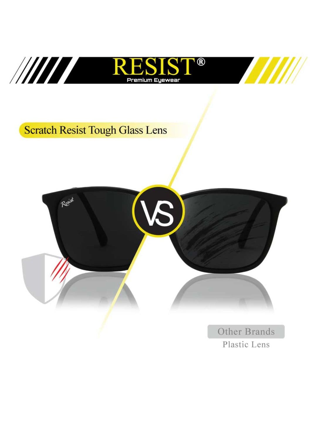 RESIST EYEWEAR UNISEX Black UV Protected Wayfarer Sunglasses