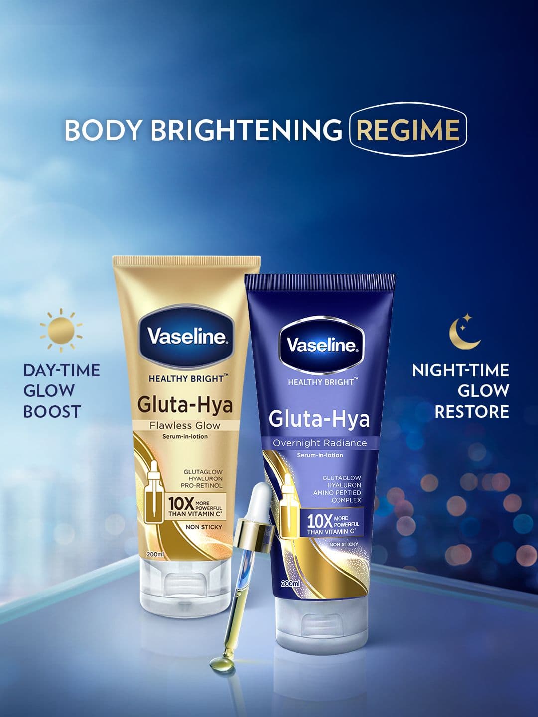 Vaseline Gluta-Hya Overnight Radiance With Amino Peptide & GlutaGlow - 200ml