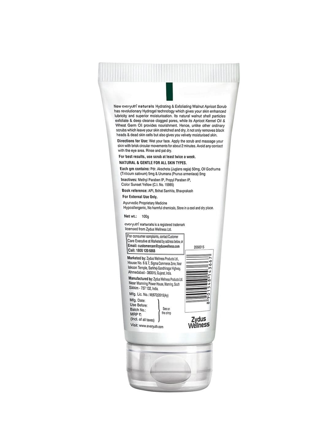 everyuth Naturals Hydrating & Exfoliating Walnut Apricot Face Scrub For Blackheads - 100g