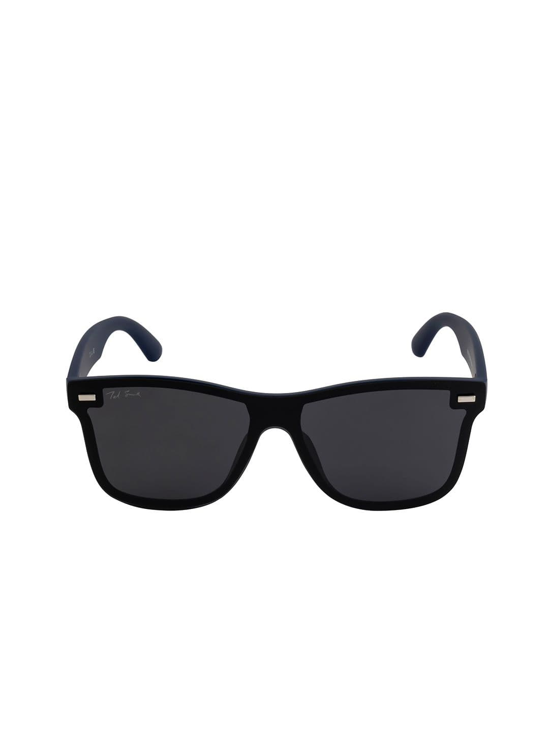 Ted Smith Unisex Blue Wayfarer Rimless Sunglasses With Polarized Lens