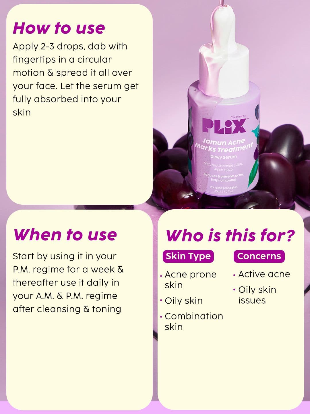 PLIX THE PLANT FIX Jamun Face Wash & Niacinamide Serum Combo