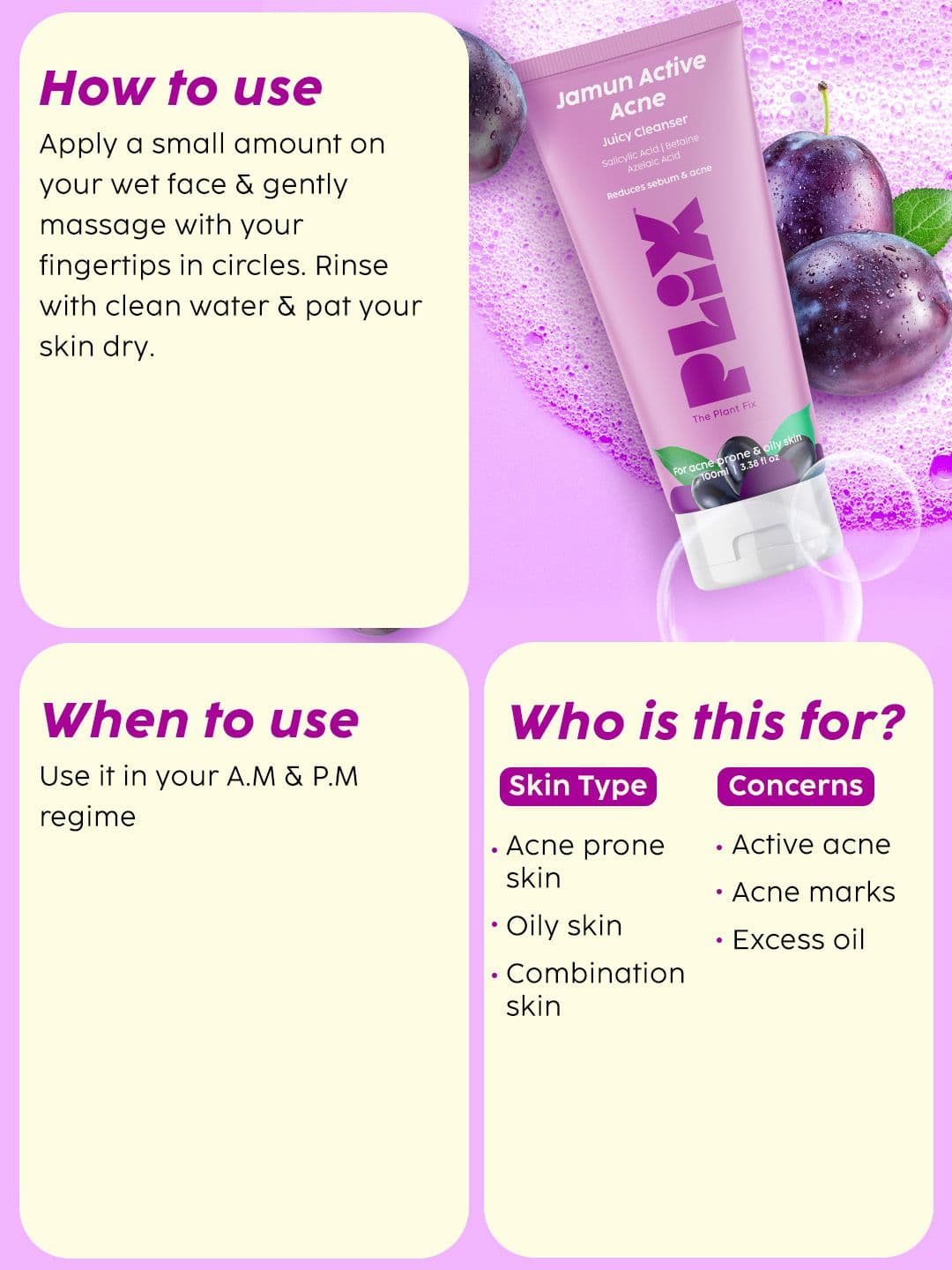 PLIX THE PLANT FIX Jamun Face Wash & Niacinamide Serum Combo