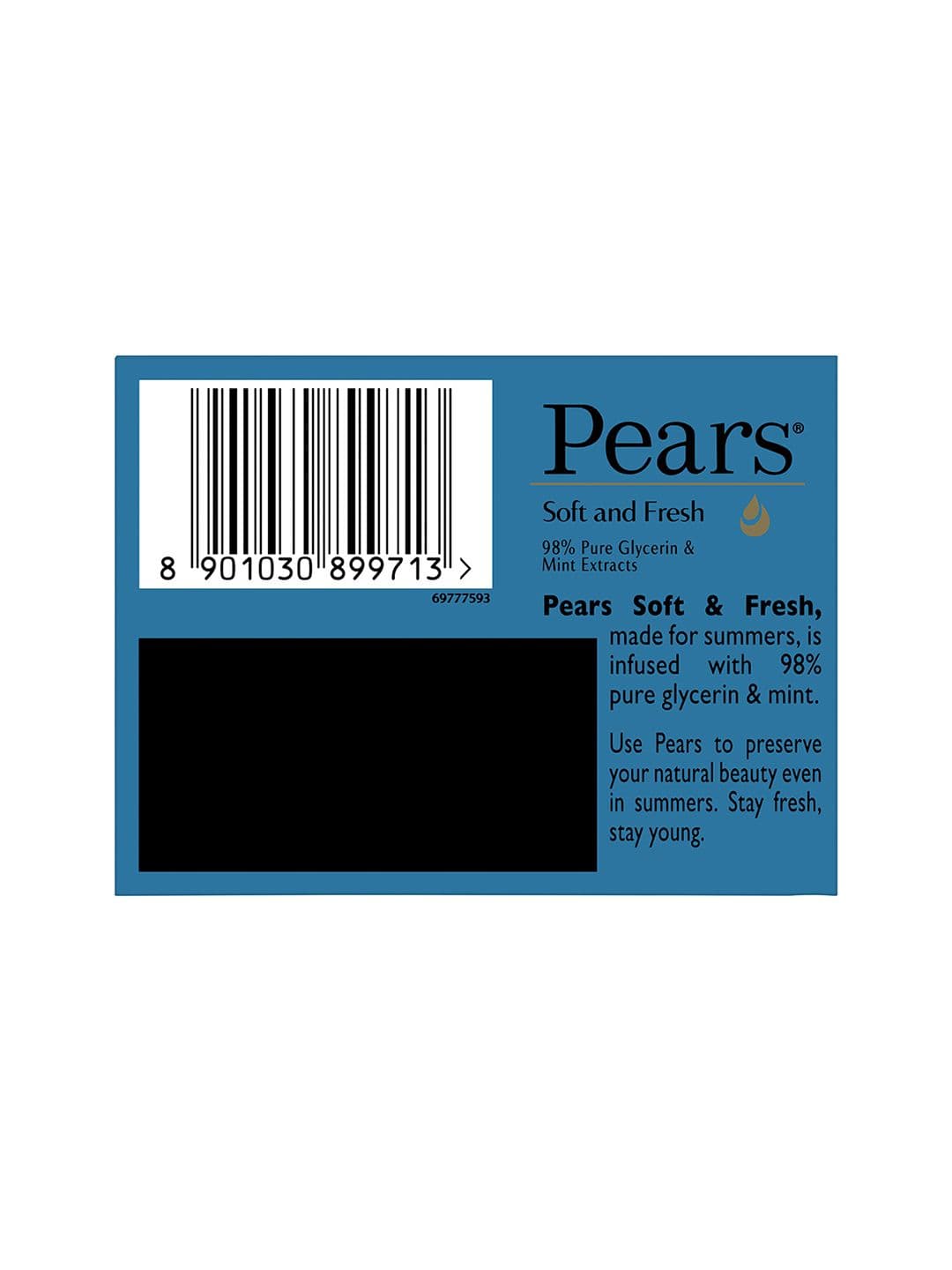 Pears Set of 6 Soft & Fresh Bathing Bar with 98% Pure Glycerine & Mint Extract - 125g each