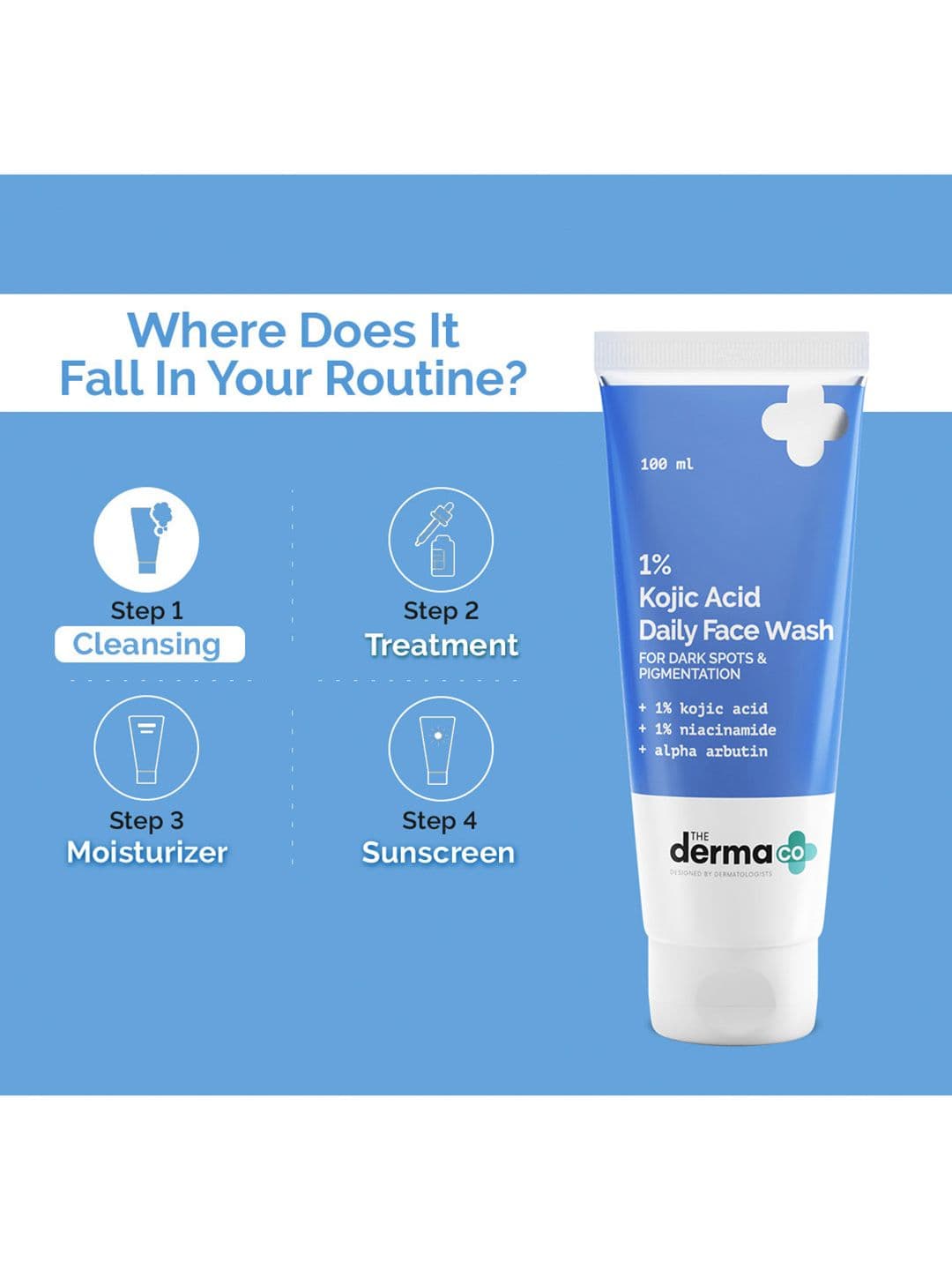 The Derma co. Anti-Pigmentation Combo with Kojic Acid - Face Wash 100 ml & Serum 30 ml