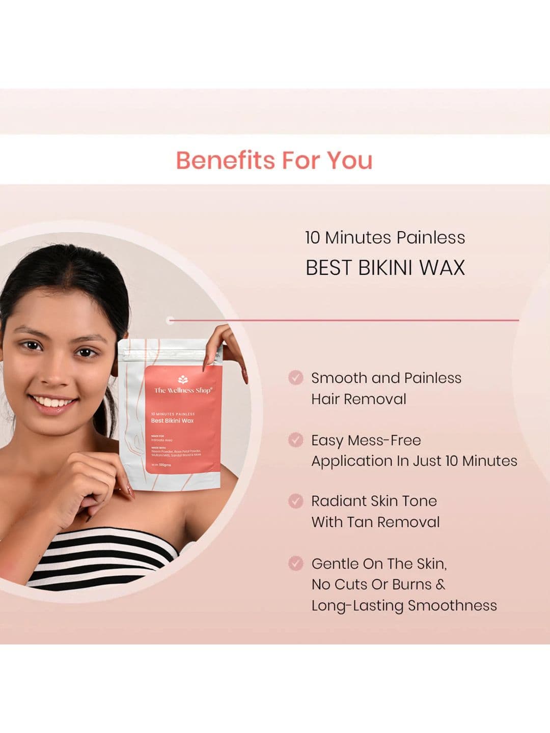 The Wellness Shop Best Bikini Wax - 10 Minutes Herbal Wax Powder - 100g