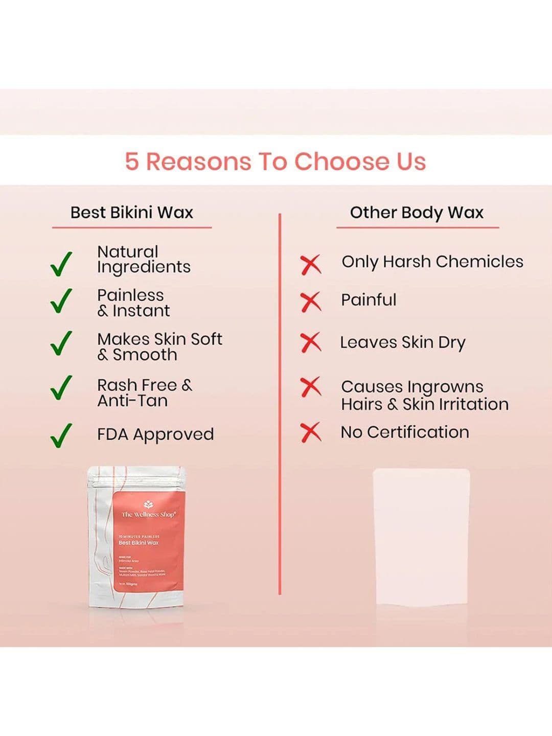 The Wellness Shop Best Bikini Wax - 10 Minutes Herbal Wax Powder - 100g