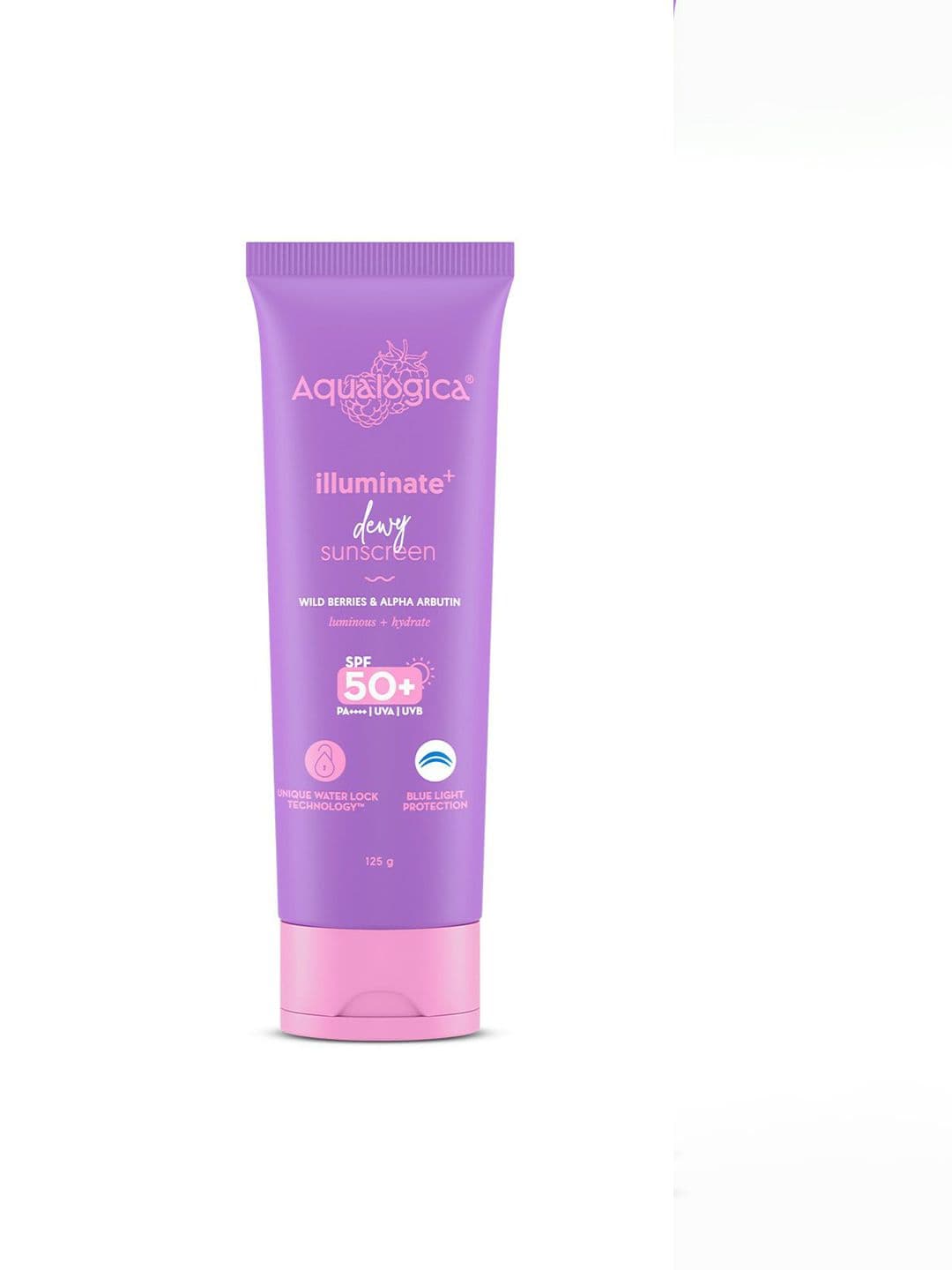 Aqualogica Wild Berries & Alpha Arbutin Illuminate+ Dewy Sunscreen SPF50+ PA++++ 125g