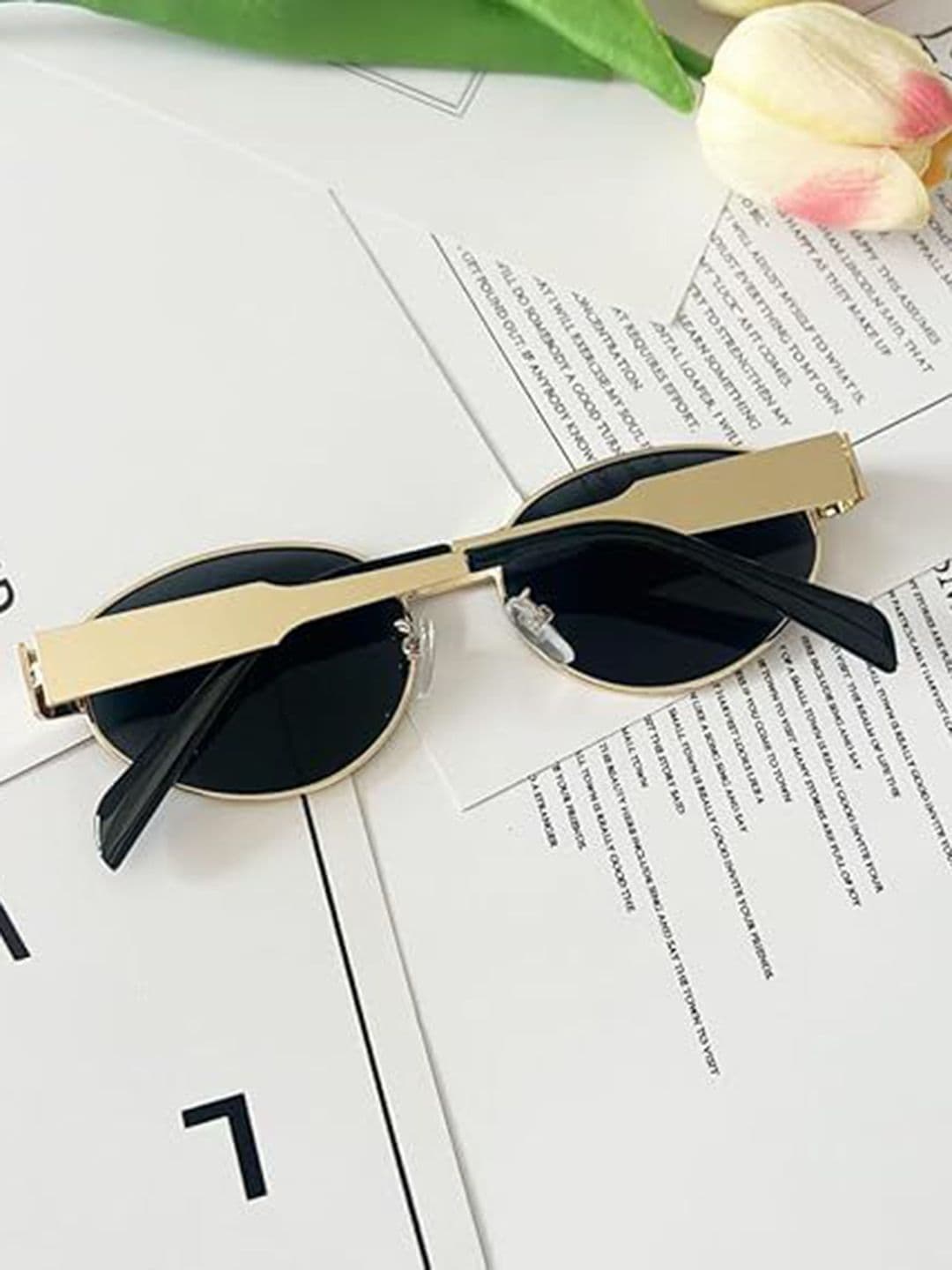 DressBerry Women Round Sunglasses with UV Protected Lens 5888 Gold black