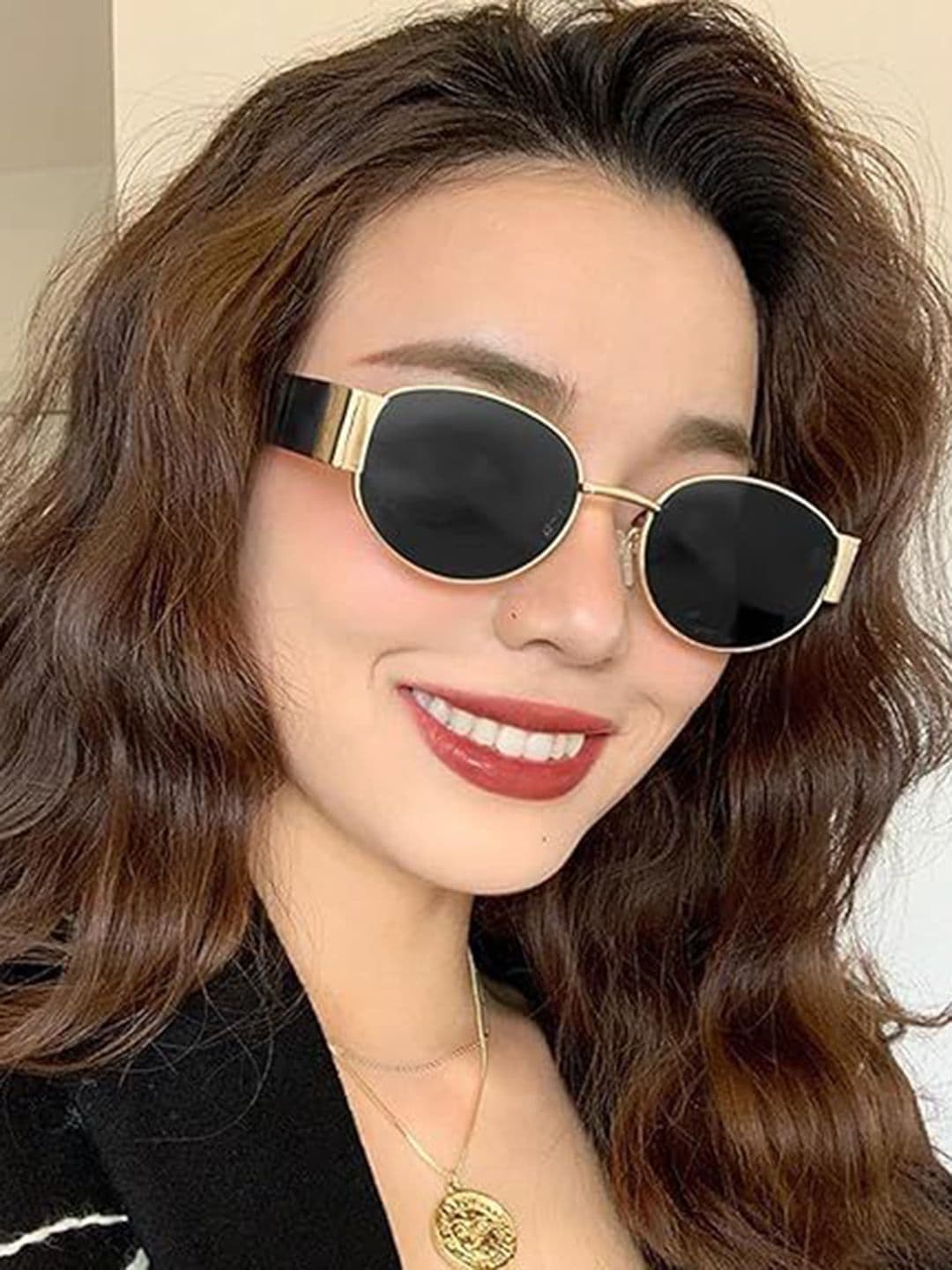 DressBerry Women Round Sunglasses with UV Protected Lens 5888 Gold black