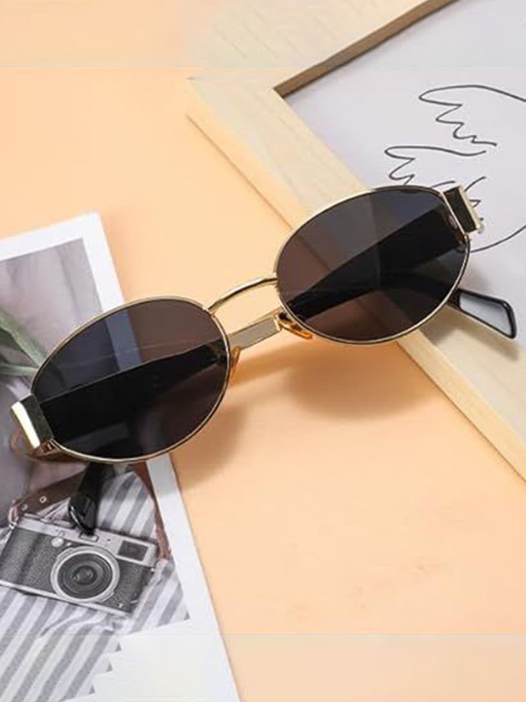 DressBerry Women Round Sunglasses with UV Protected Lens 5888 Gold black