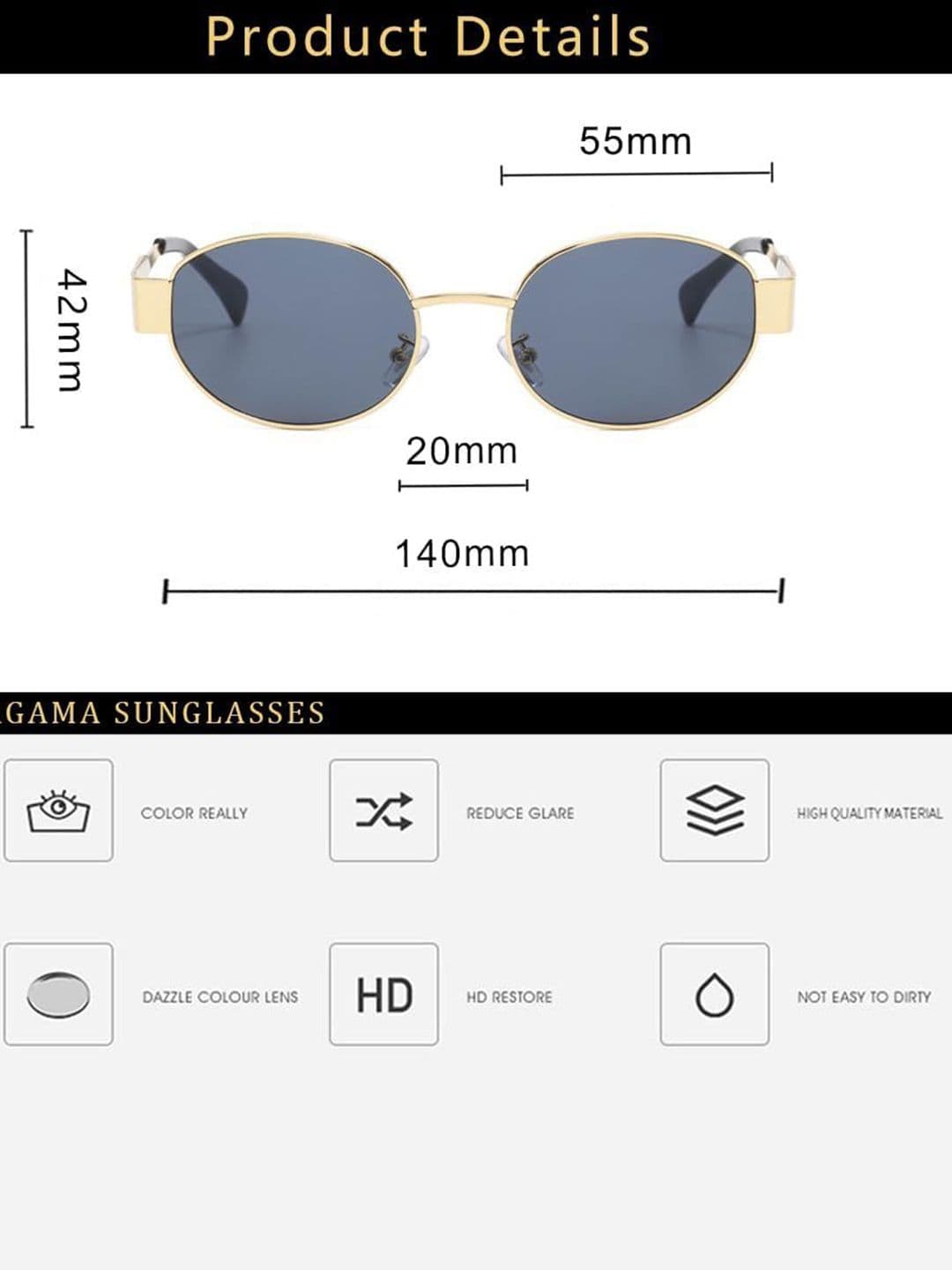 DressBerry Women Round Sunglasses with UV Protected Lens 5888 Gold black