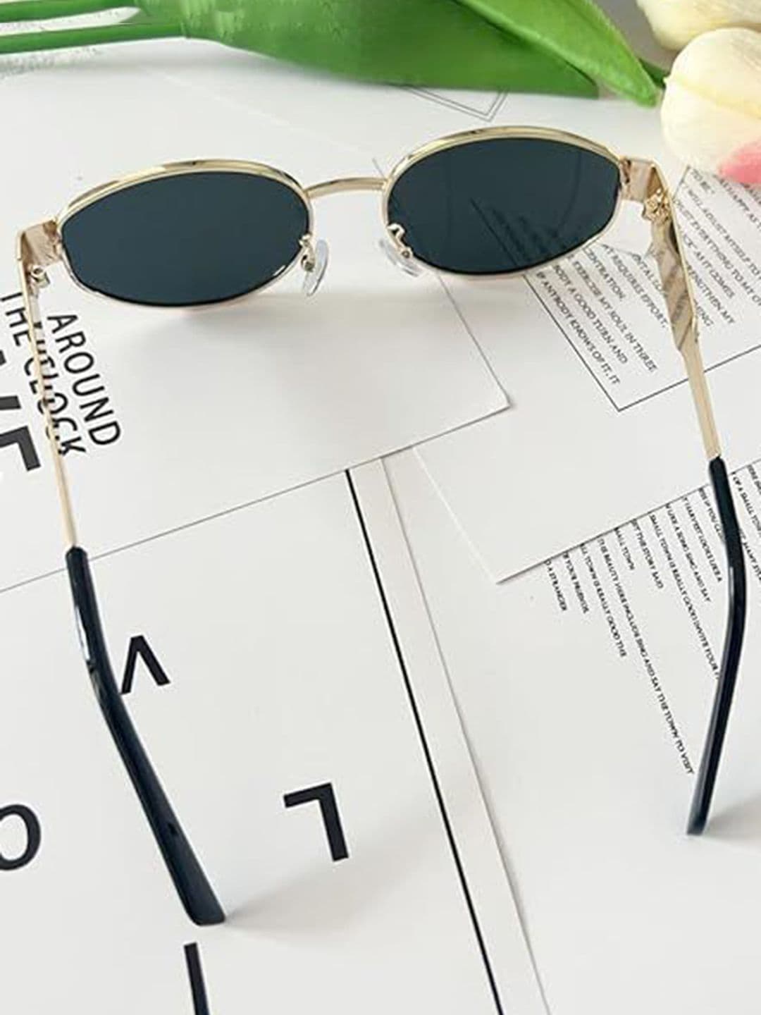 DressBerry Women Round Sunglasses with UV Protected Lens 5888 Gold black