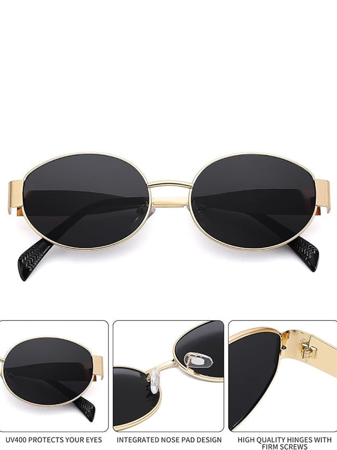 DressBerry Women Round Sunglasses with UV Protected Lens 5888 Gold black