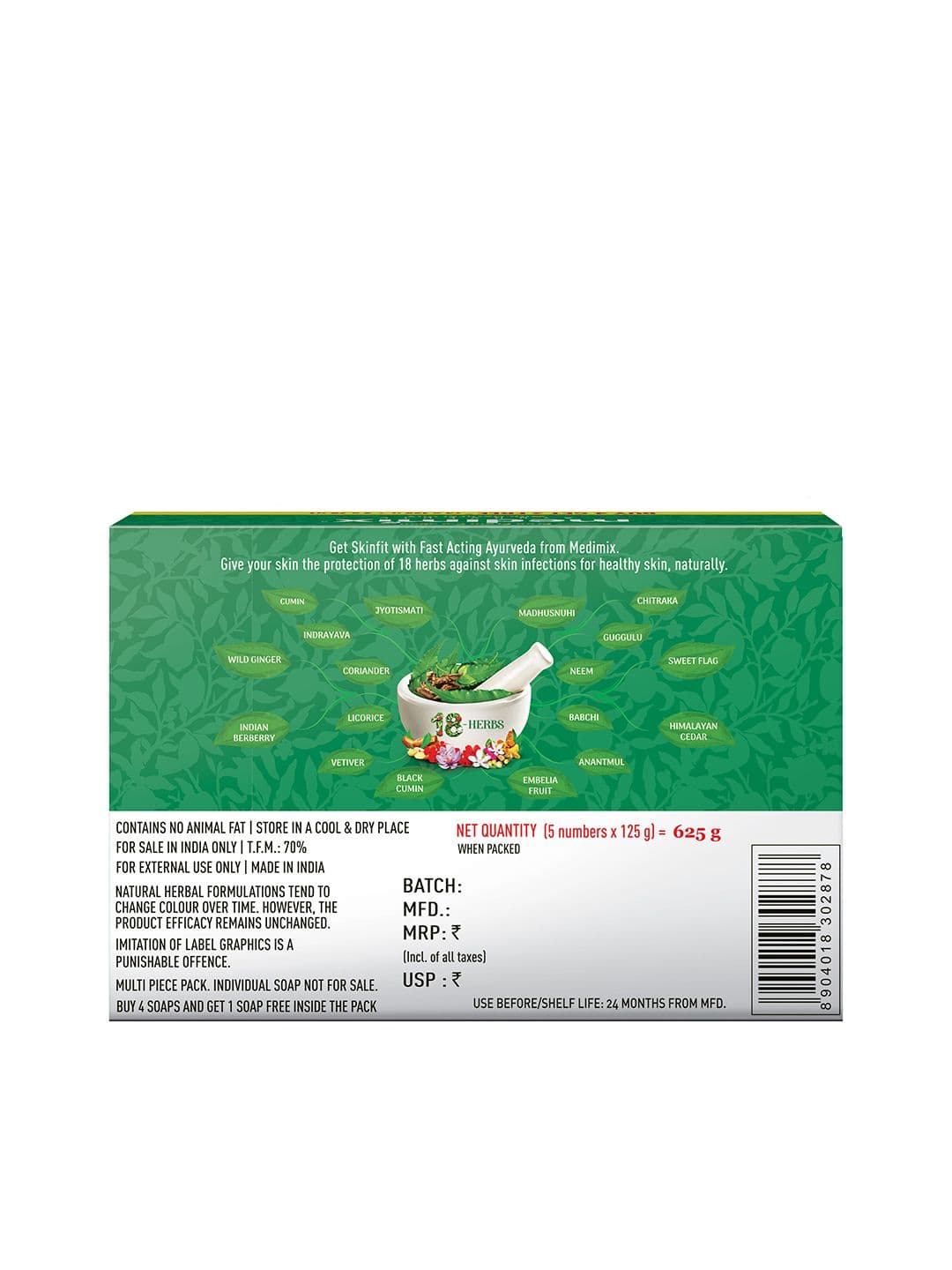 medimix AYURVEDIC Set of 5 Classic 18-Herbs Soap - 125 g each