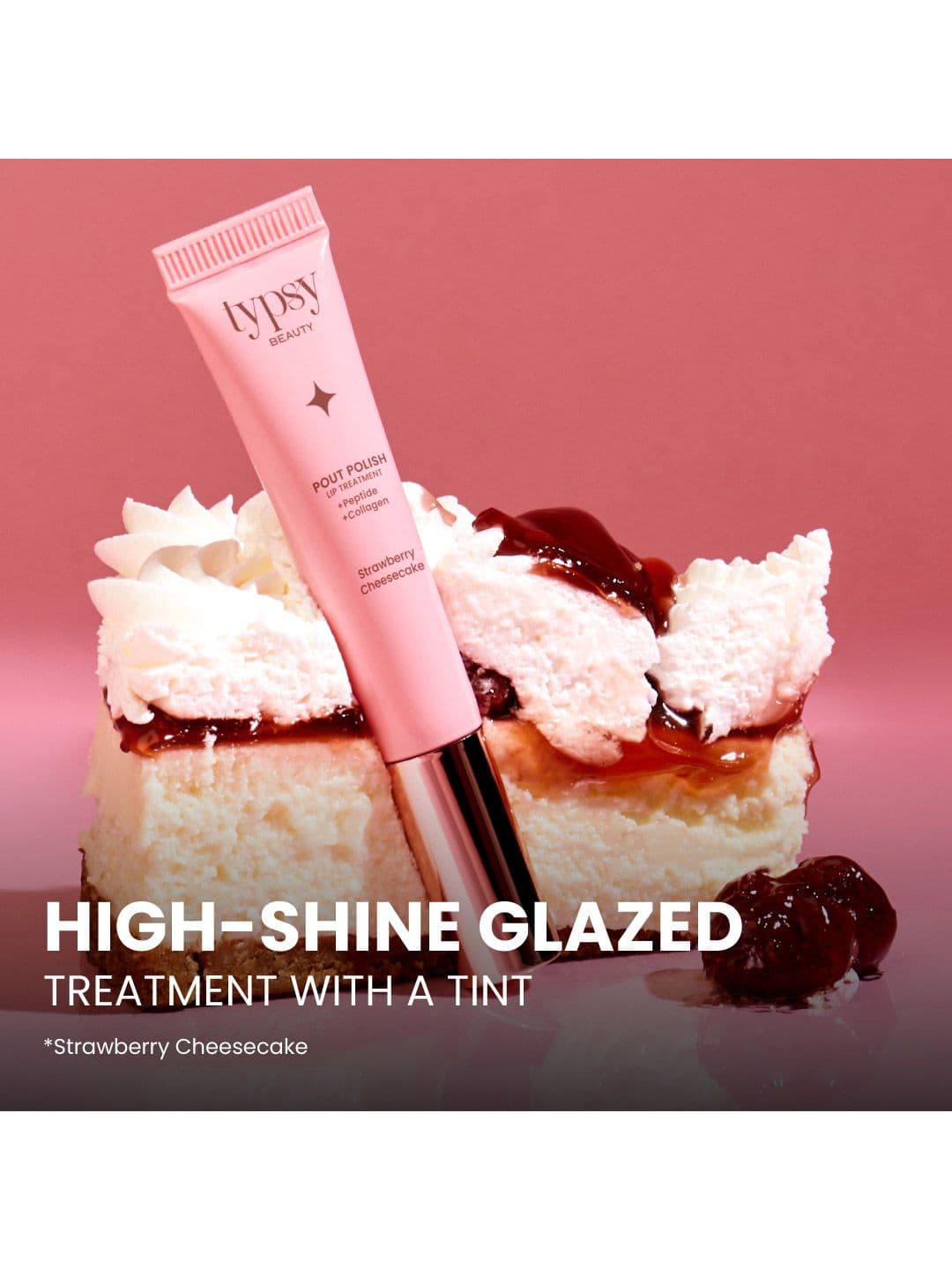 Typsy Beauty Pout Polish Peptide Lip Treatment Balm- 16g - Strawberry Cheesecake 02