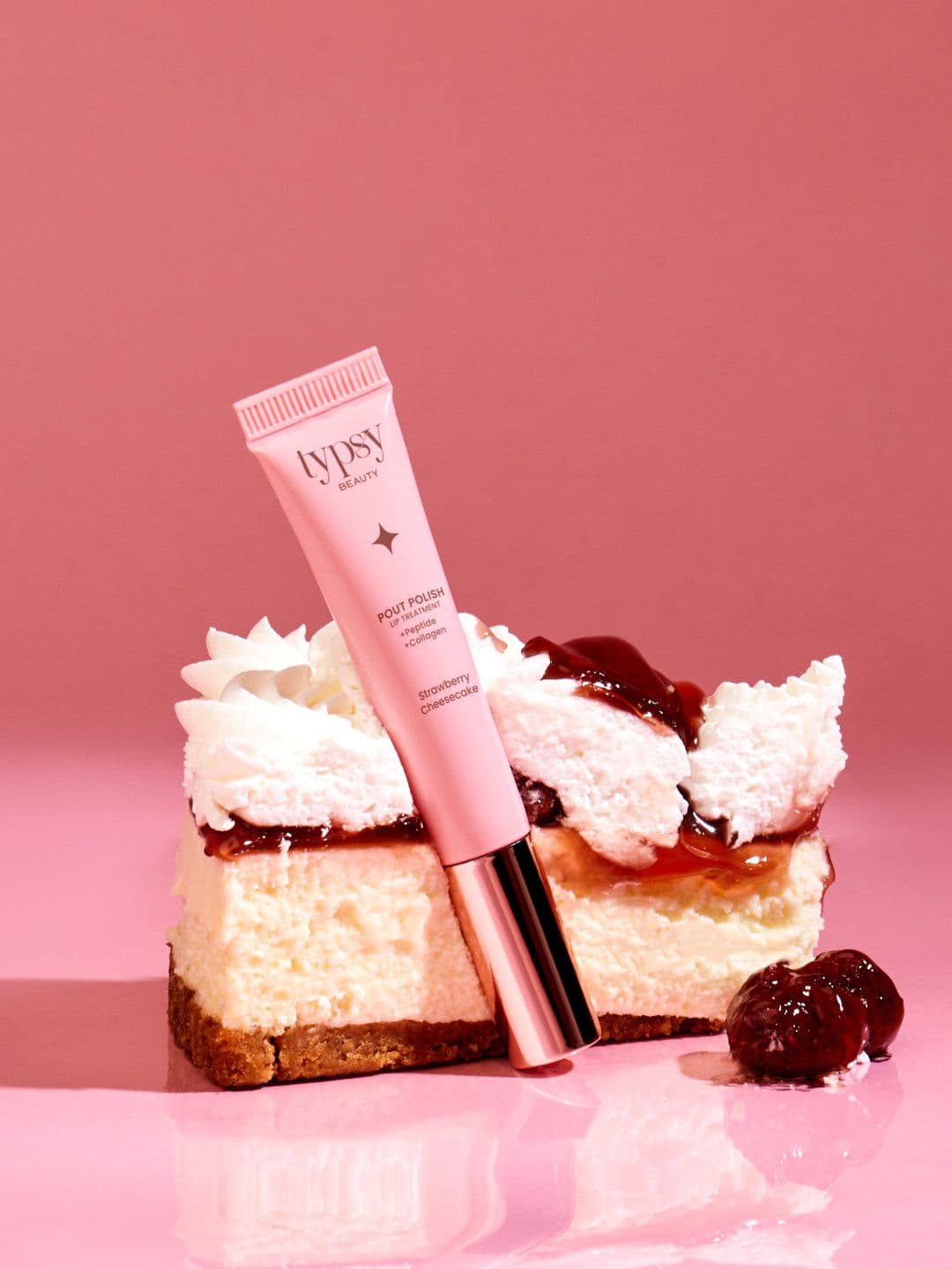 Typsy Beauty Pout Polish Peptide Lip Treatment Balm- 16g - Strawberry Cheesecake 02