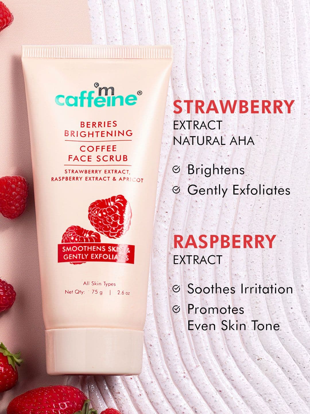 MCaffeine Berries Brightening Coffee Face Scrub With Apricot - 75 g