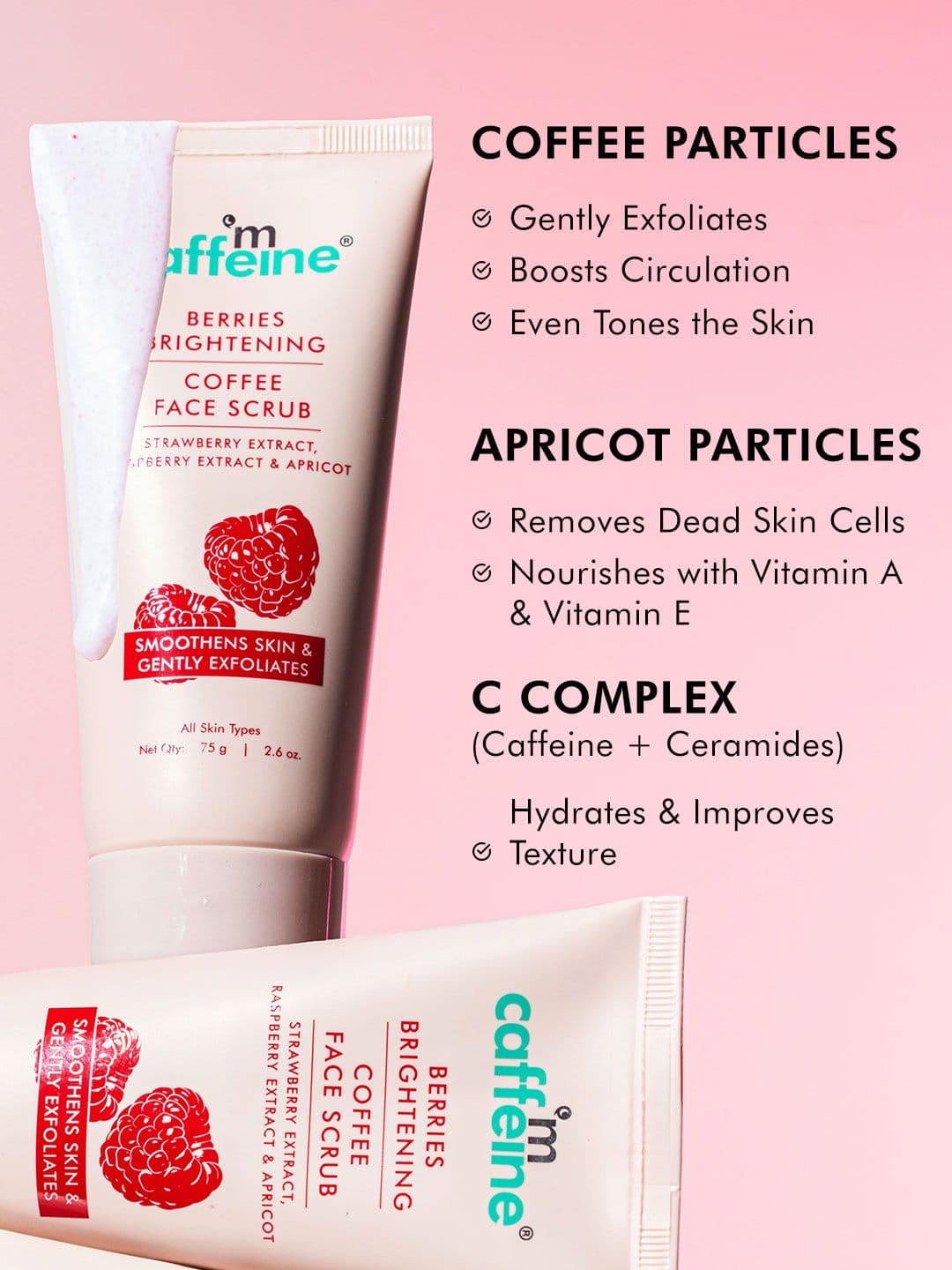 MCaffeine Berries Brightening Coffee Face Scrub With Apricot - 75 g