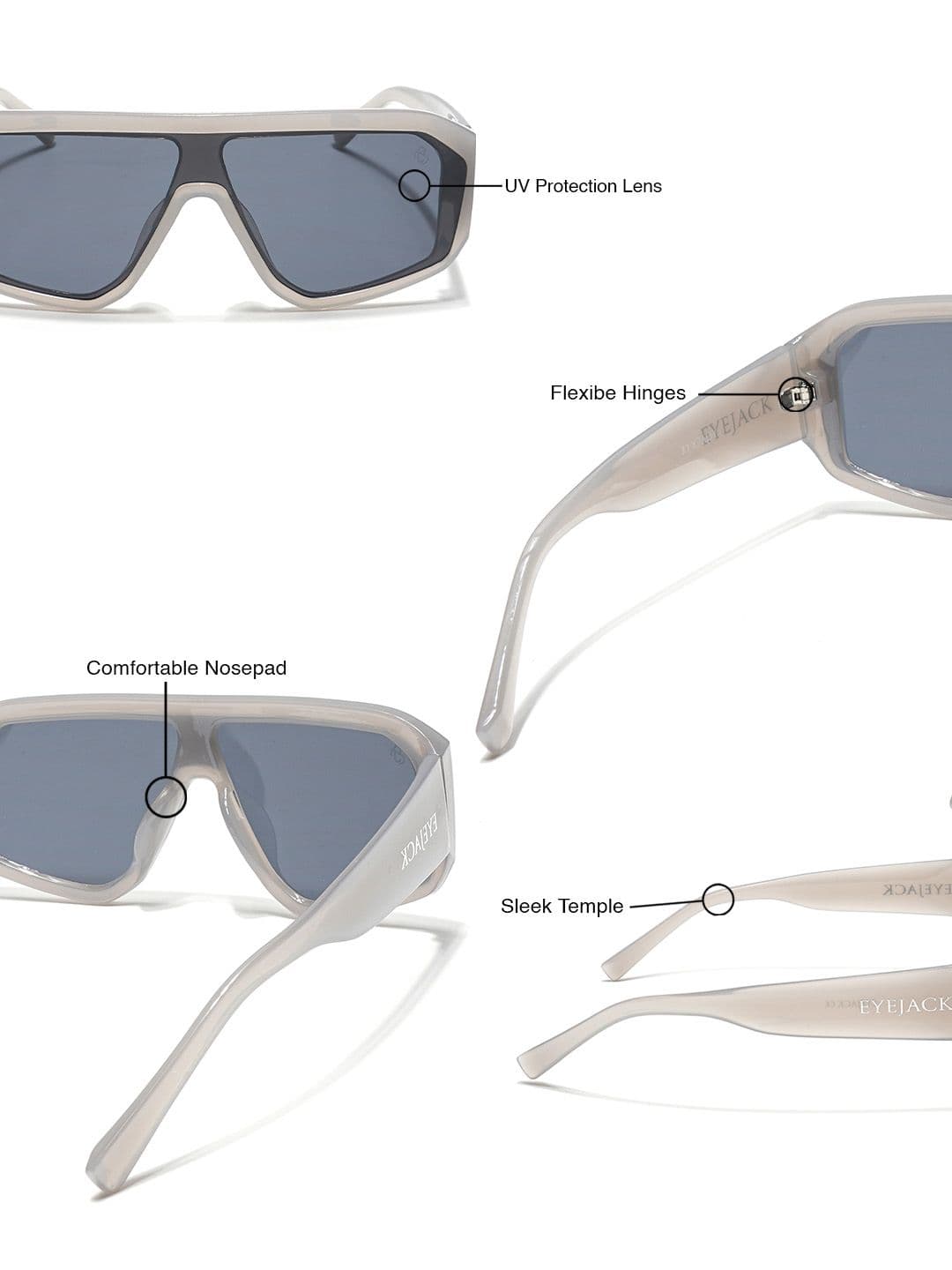 Eyejack by Voyage Unisex Wayfarer Sunglasses with UV Protected Lens ID2329CL862