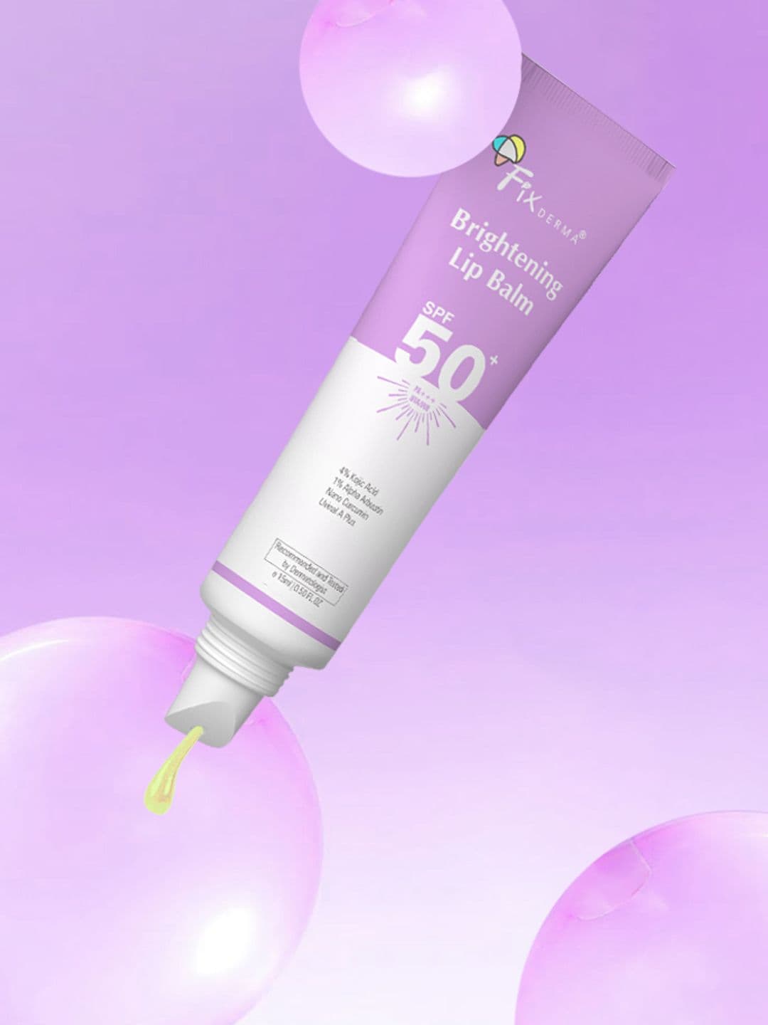 FIXDERMA 4% Kojic Acid SPF 50+PA+++ Brightening LipBalm With 1%Alpha Arbutin 15ml - Purple
