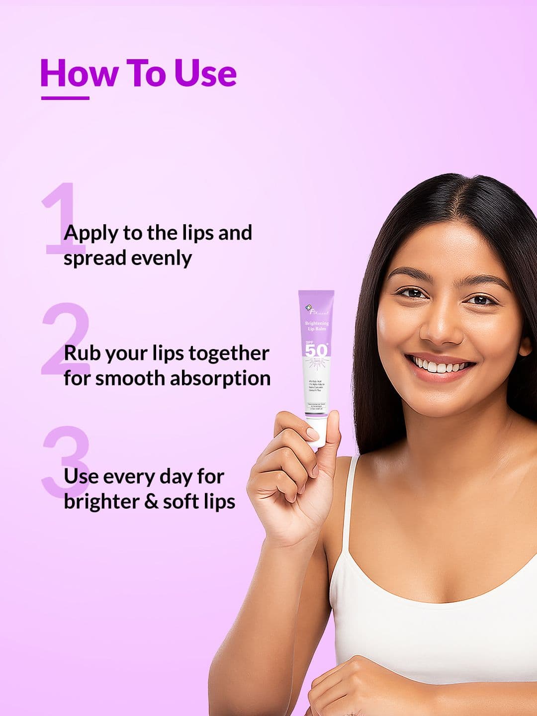 FIXDERMA 4% Kojic Acid SPF 50+PA+++ Brightening LipBalm With 1%Alpha Arbutin 15ml - Purple