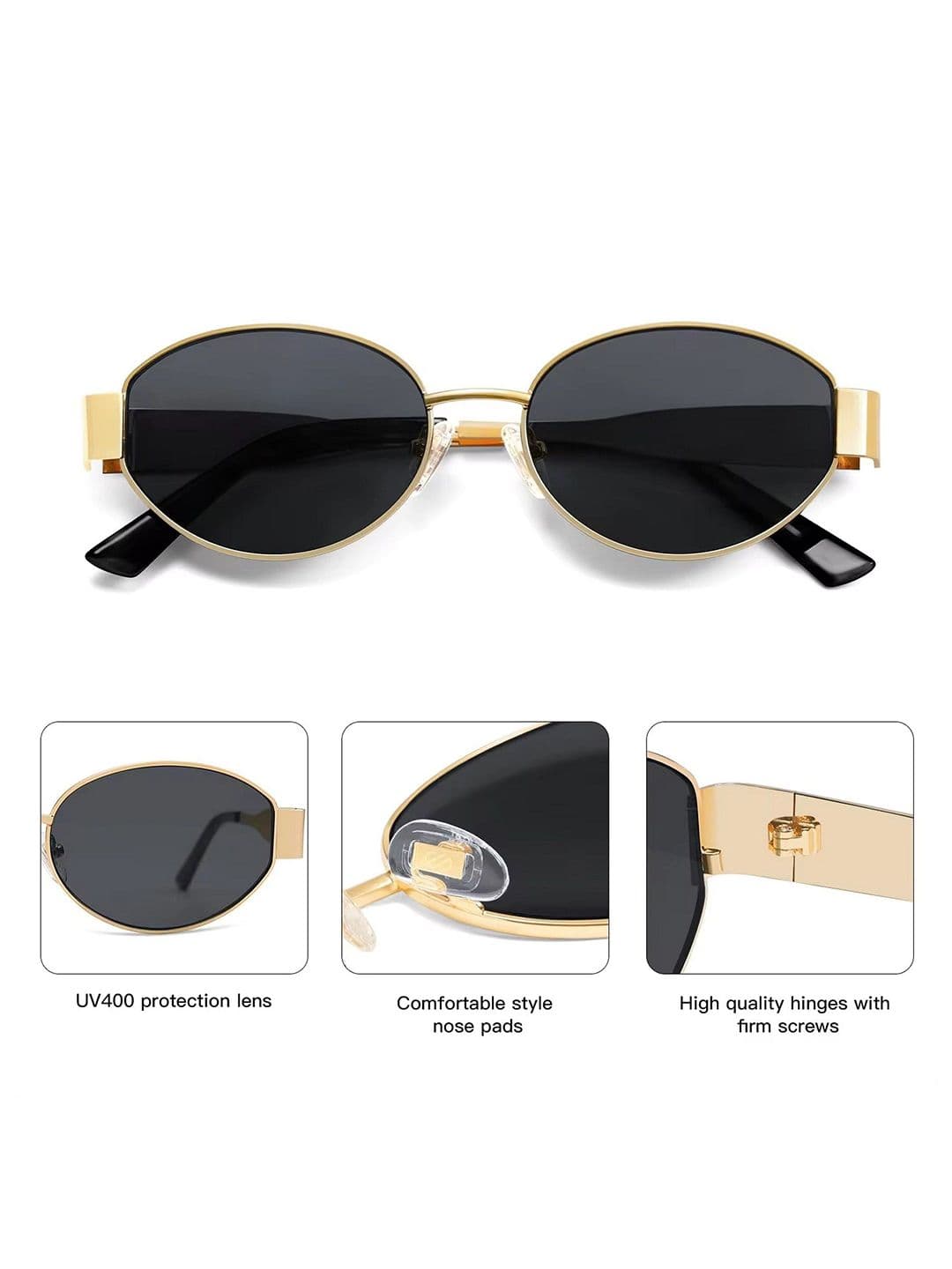 Dervin Women Retro Oval Sunglasses with UV Protected Lens DRVN762