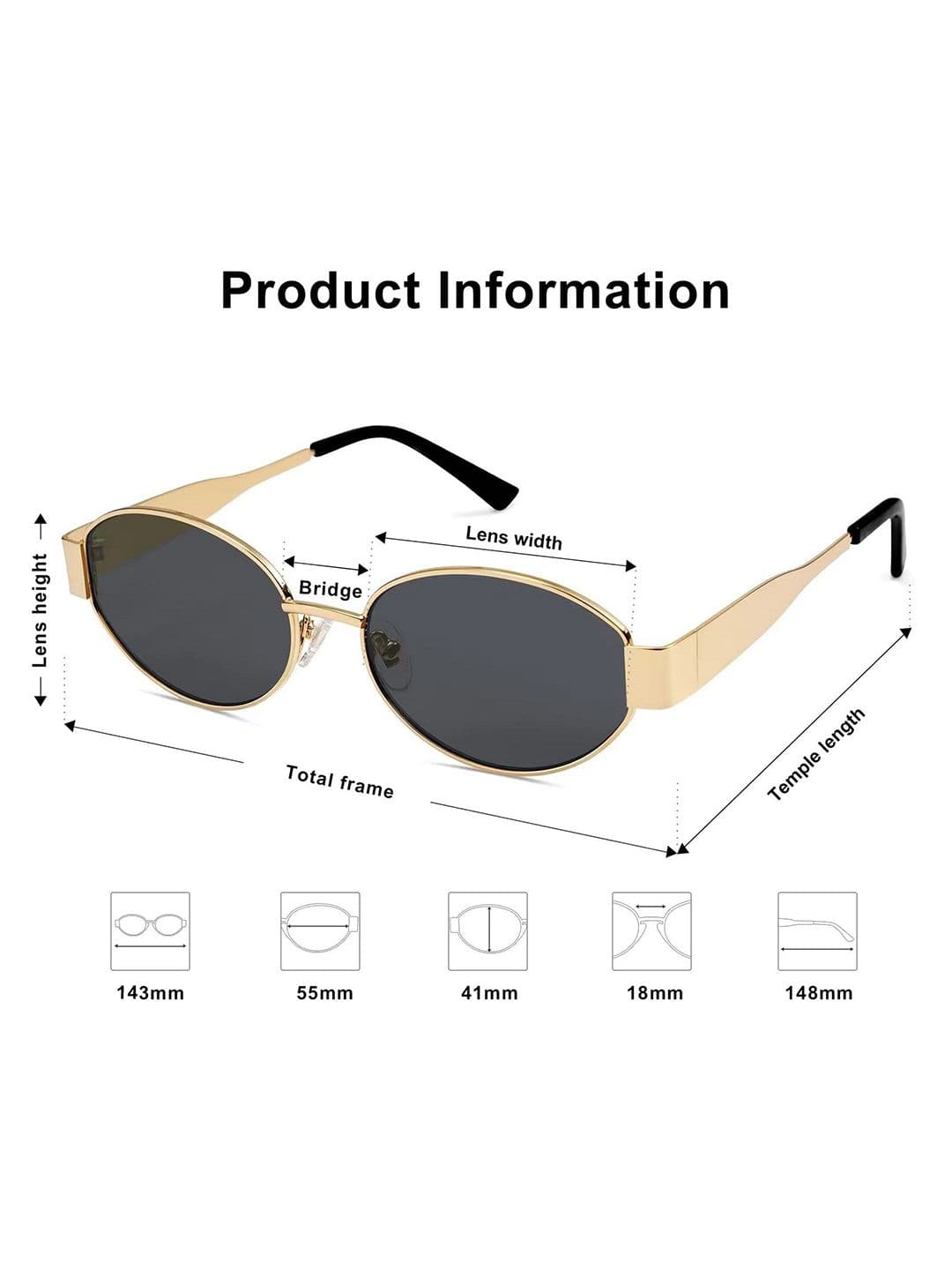 Dervin Women Retro Oval Sunglasses with UV Protected Lens DRVN762