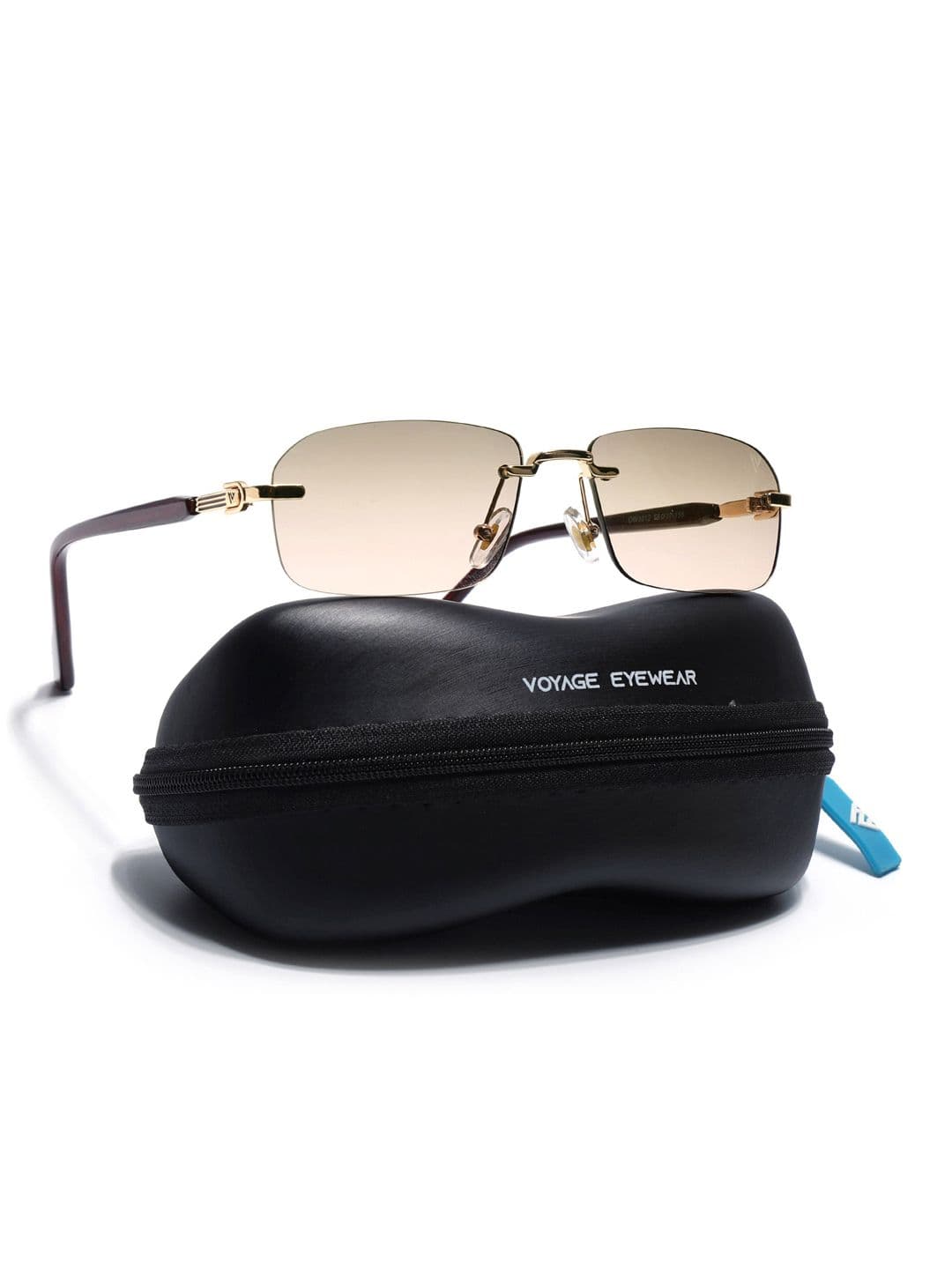 Voyage Unisex Rectangle Rimless Sunglasses with UV Protected Lens - 3012MG6617