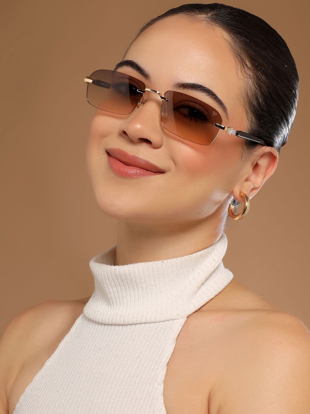 Voyage Unisex Rectangle Rimless Sunglasses with UV Protected Lens - 3012MG6617