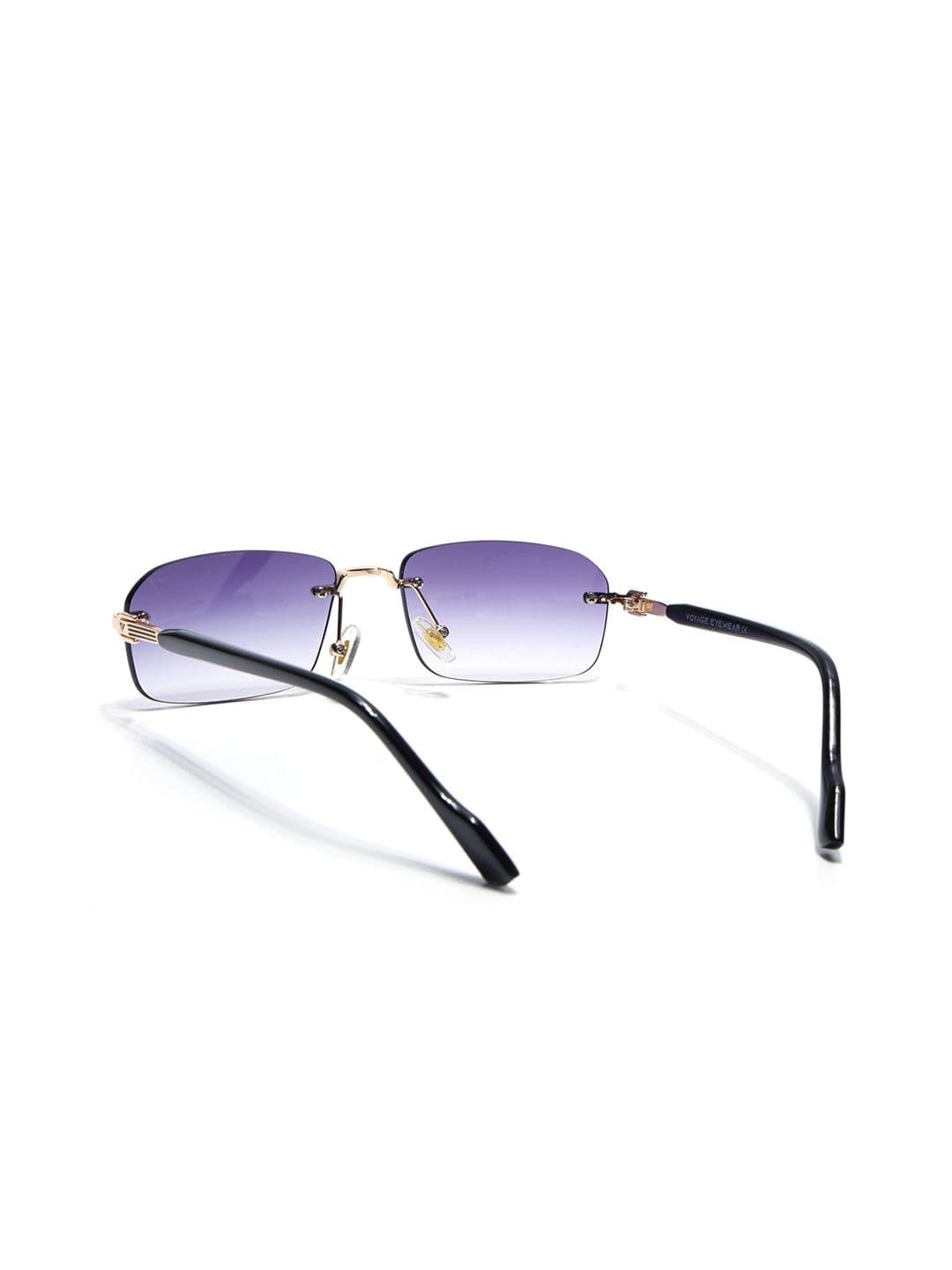 Voyage Rimless Sunglasses for Men & Women (Purple & Clear Lens | Golden Frame - MG6619)